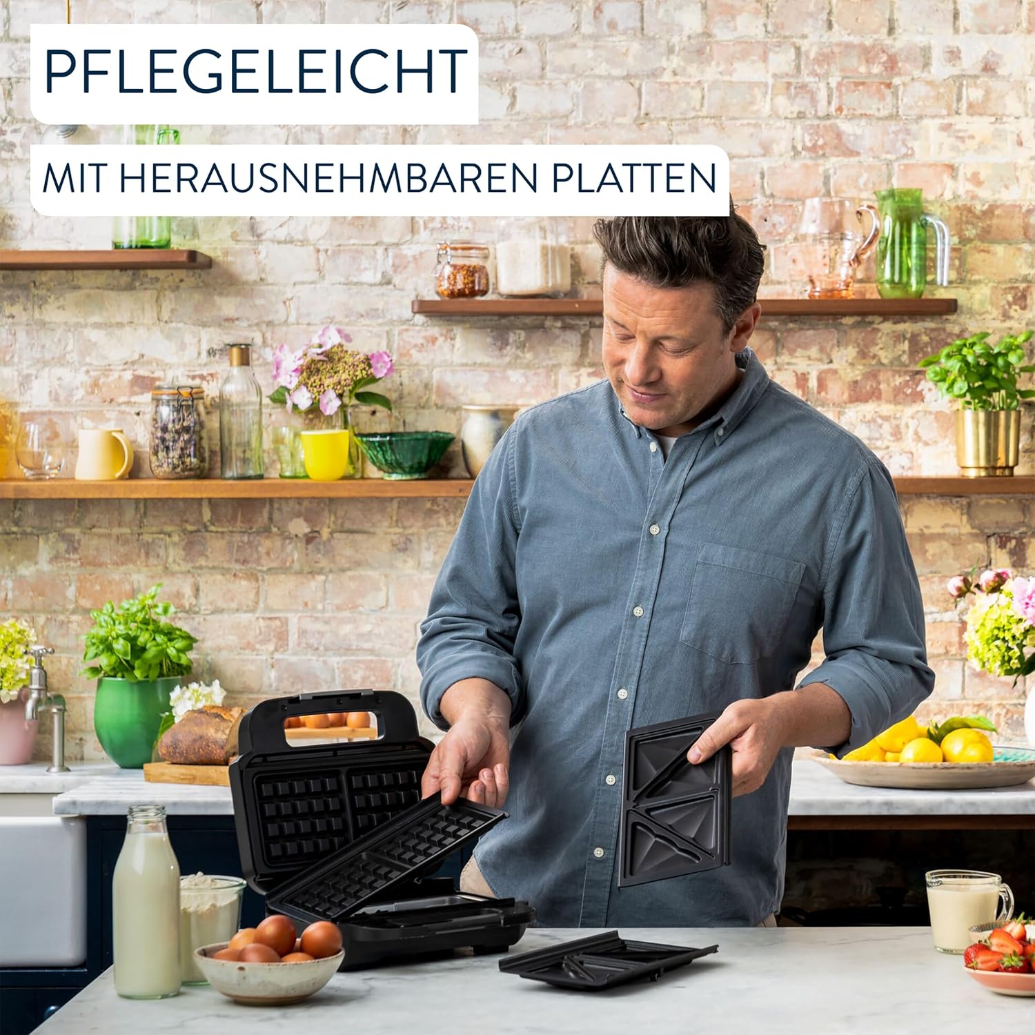 Thumbnail 5 de Tefal Jamie Oliver 2-in-1 Sandwich-Waffel-Kombigerät SW70J810 mit antihaftbeschichteten Platten