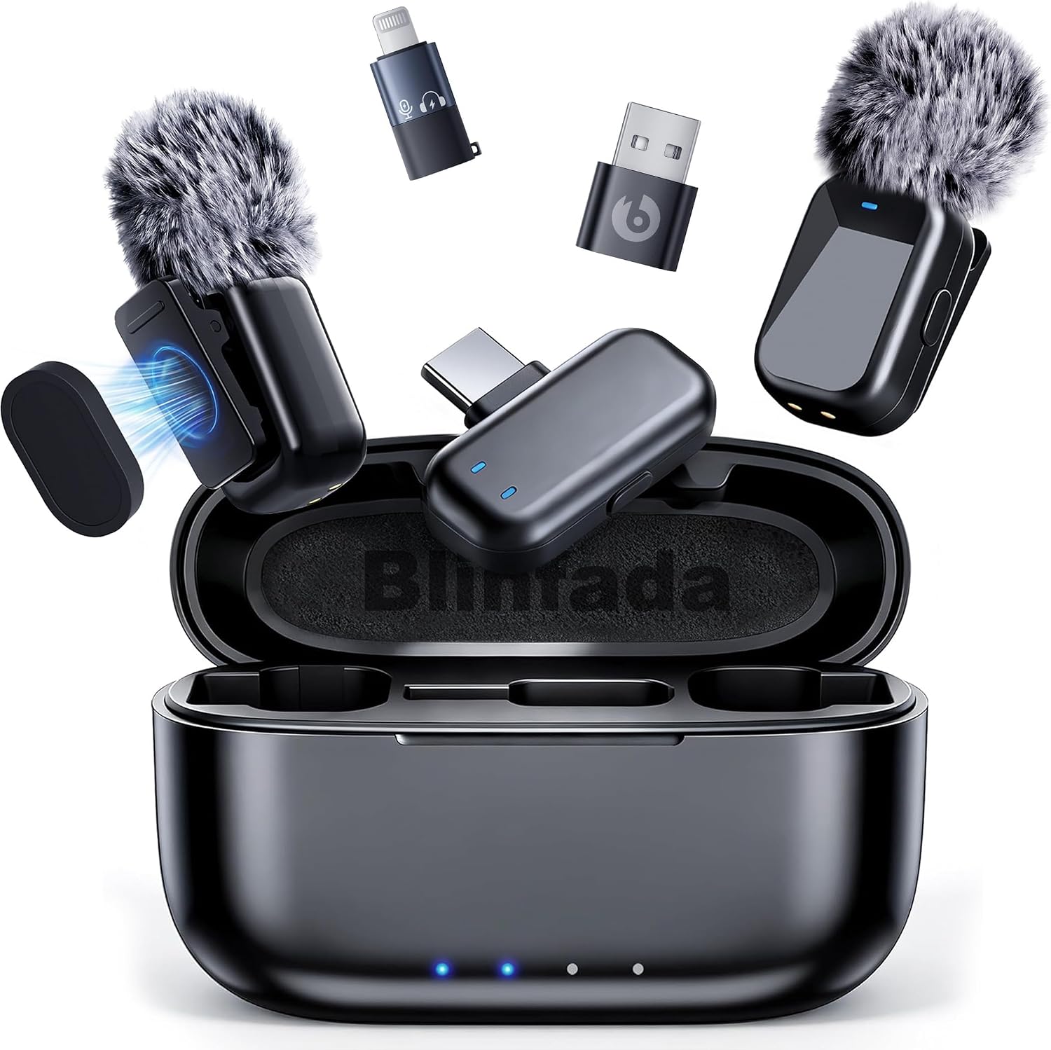 Detalle de Blinfada Wireless Lavalier Microphone, Dual Channel