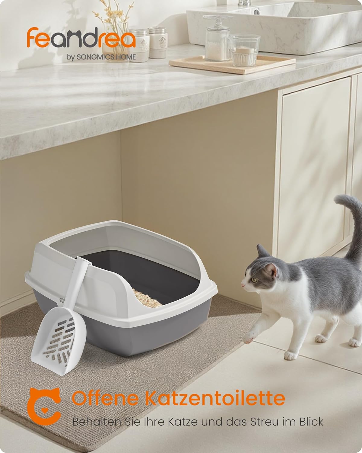 Thumbnail 1 de Feandrea Katzenklo mit hohen Seitenwänden, XL, offene Katzentoilette (PPT009W101) – mit Schaufel