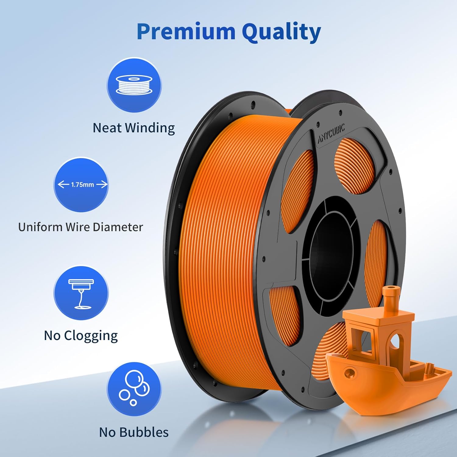 Detalle 2 de ANYCUBIC PLA Filament 1.75mm Bundle (10KG Total) — Black, White, Texture Grey, Clear & More