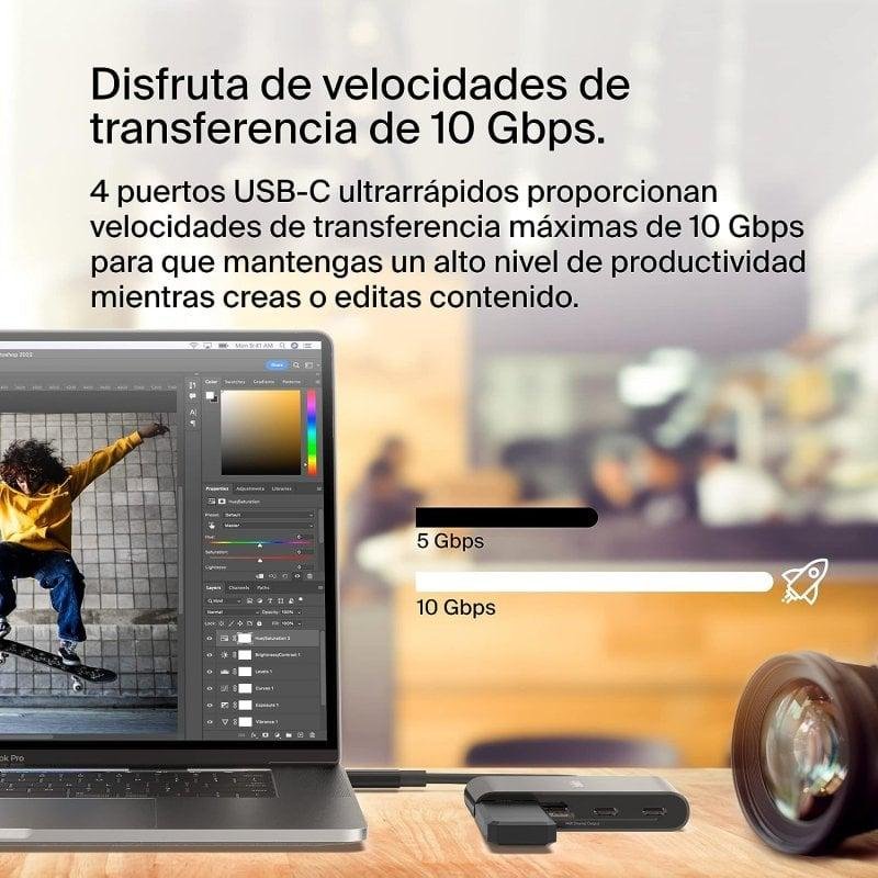 Detalle 2 de Belkin Connect Hub USB-C a 4 Puertos USB-C PD 100W (AVC018BTBK)