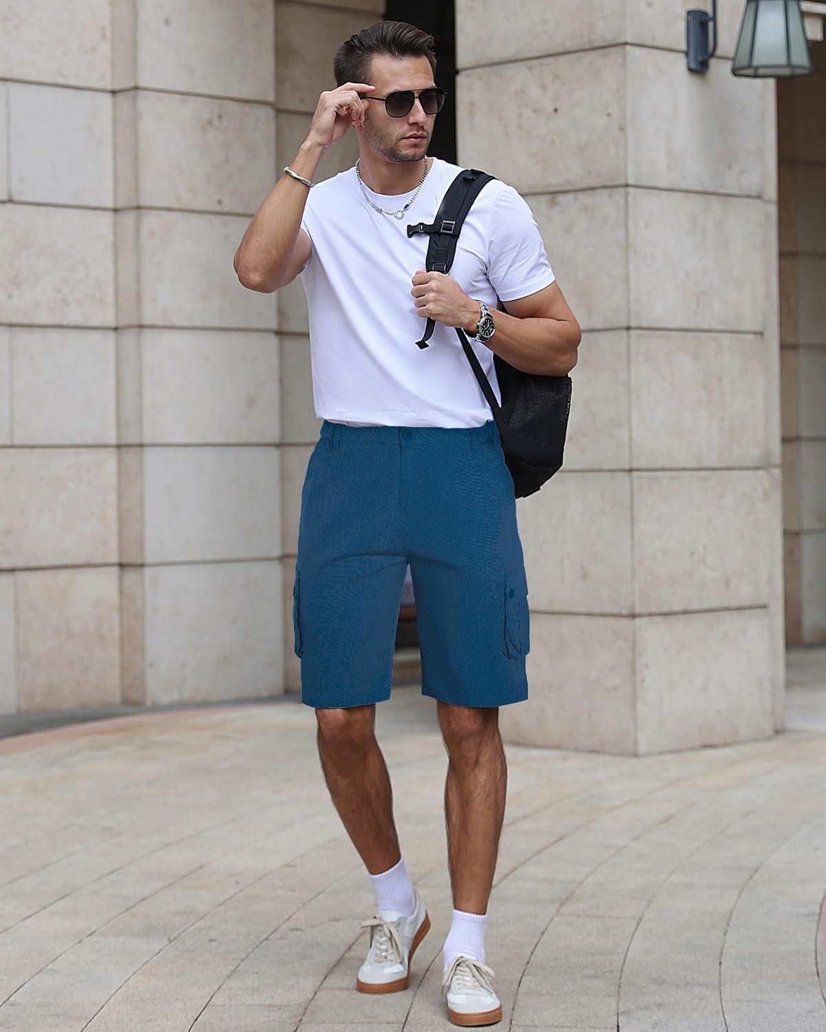 Thumbnail 1 de APTRO Men's Cargo Shorts, Relaxed Fit, Multi-Pocket Cotton Twill
