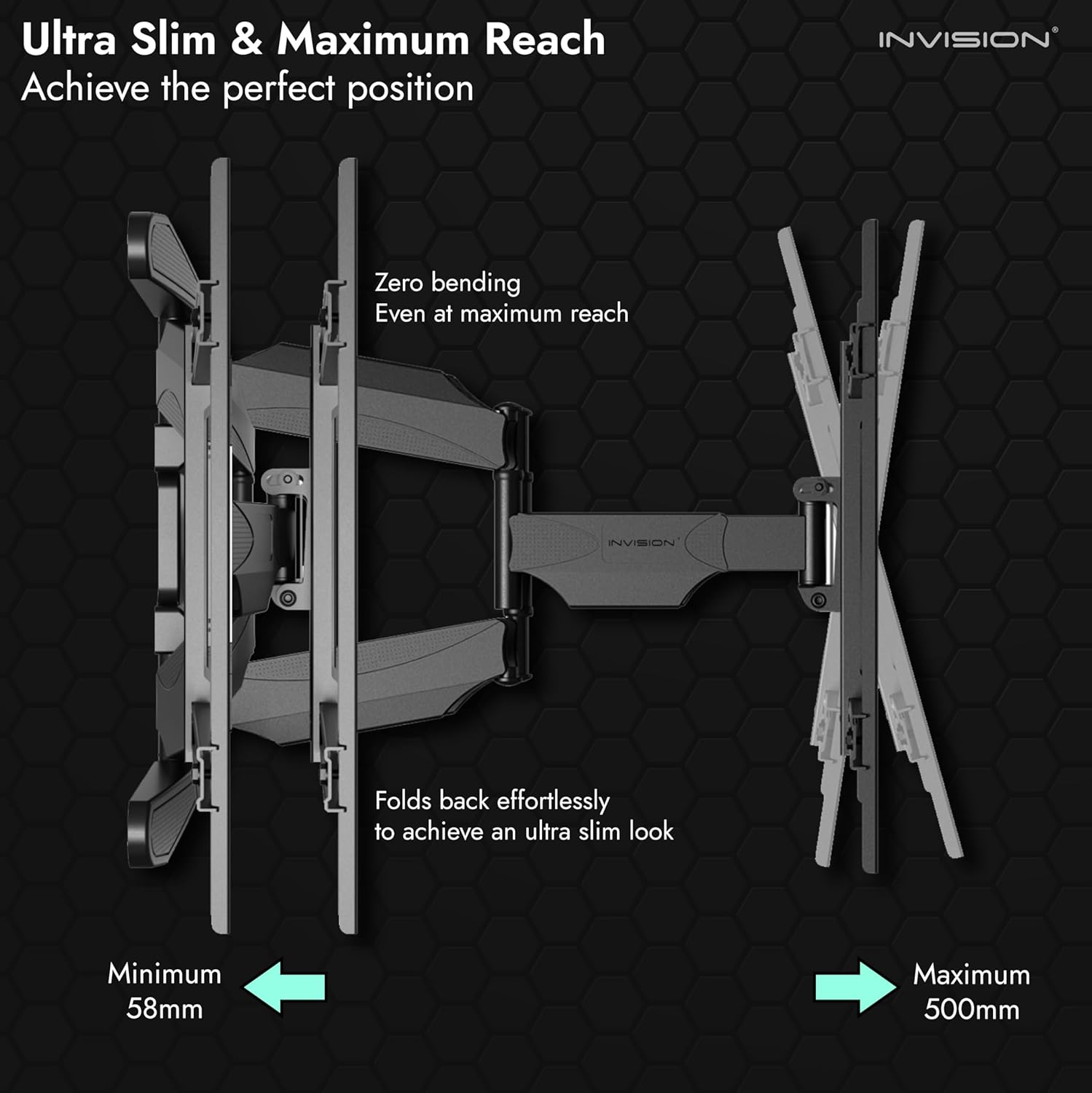 Thumbnail 2 de Invision Ultra Strong TV Wall Bracket Mount Double Arm 〉 94-190.5cm