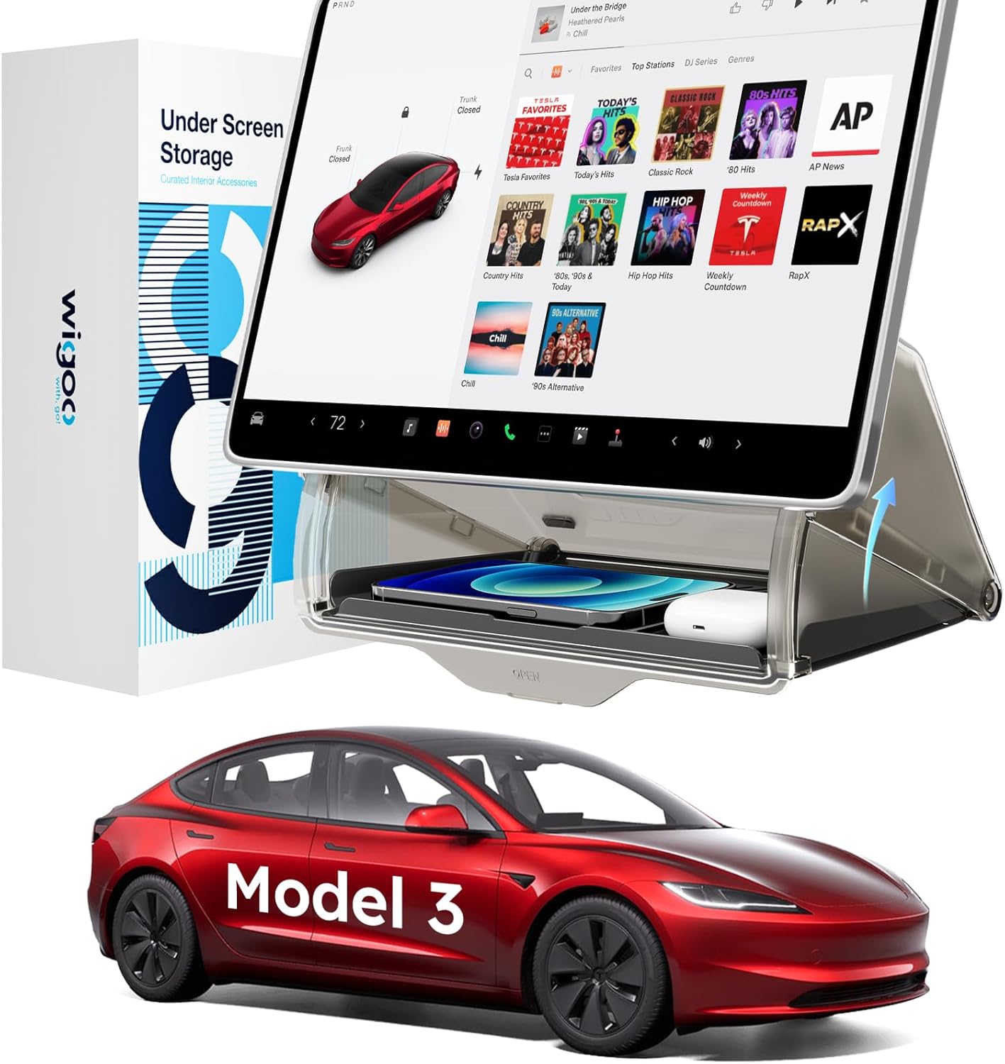Detalle de Wigoo Tesla Model 3 Under Screen Storage Box