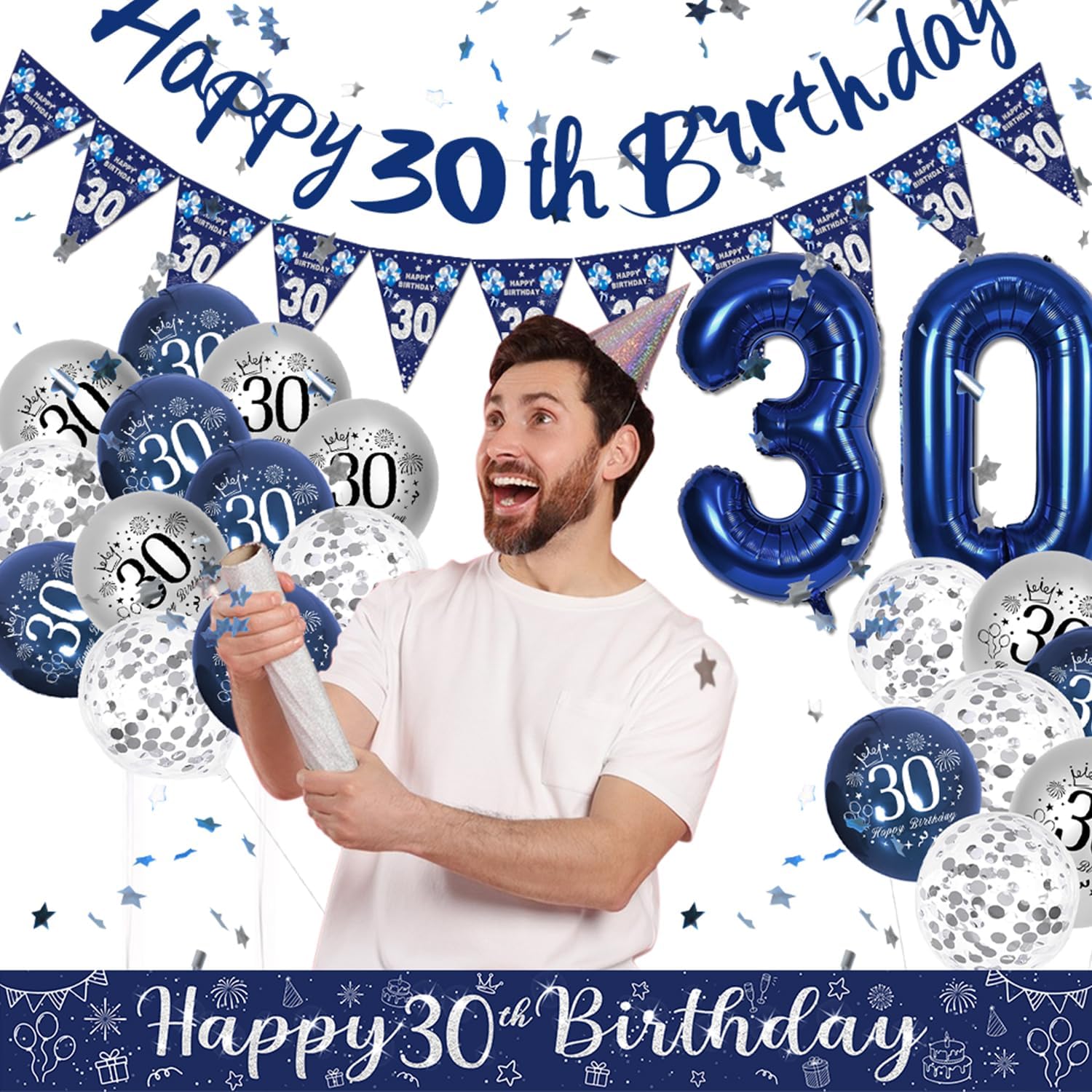 Thumbnail 5 de VICTERR 30th Birthday Banner with Balloons 🎈