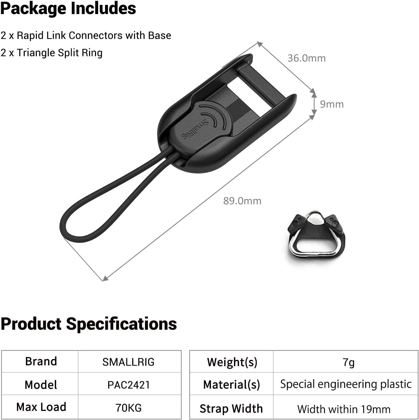 Thumbnail 6 de SMALLRIG 2421 Connecteurs rapides 70 kg 📷