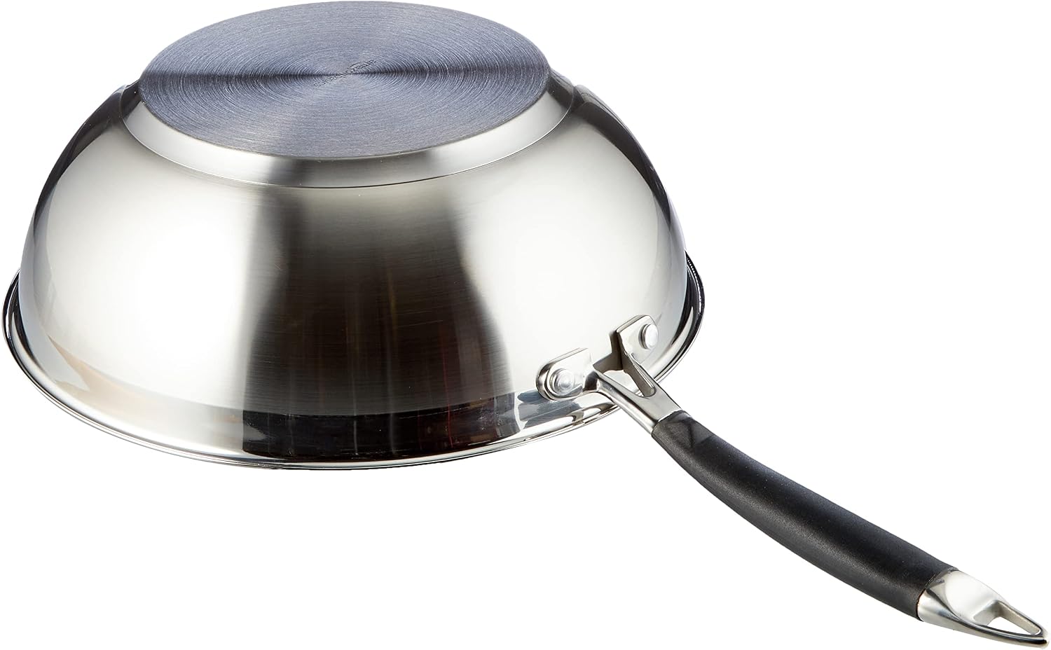 Detalle de Amazon Basics Wok-Pfanne 28 cm – robustes Edelstahlmodell mit Antihaftbeschichtung