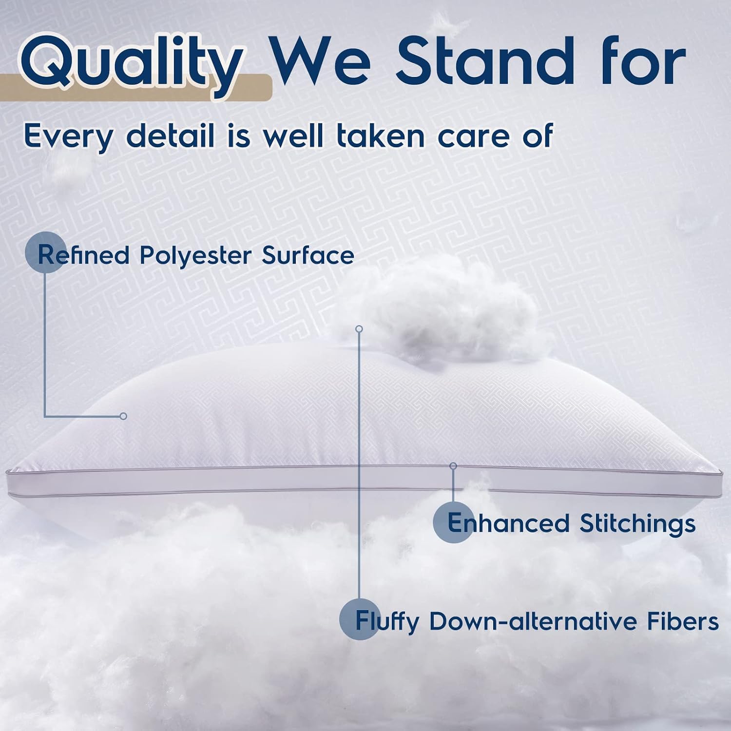 Detalle de Viewstar King Size Pillows Set of 2 (Hotel Quality Cooling Down Alternative) – Gusseted Bed Pillows for Side, Back, or Stomach Sleepers, White