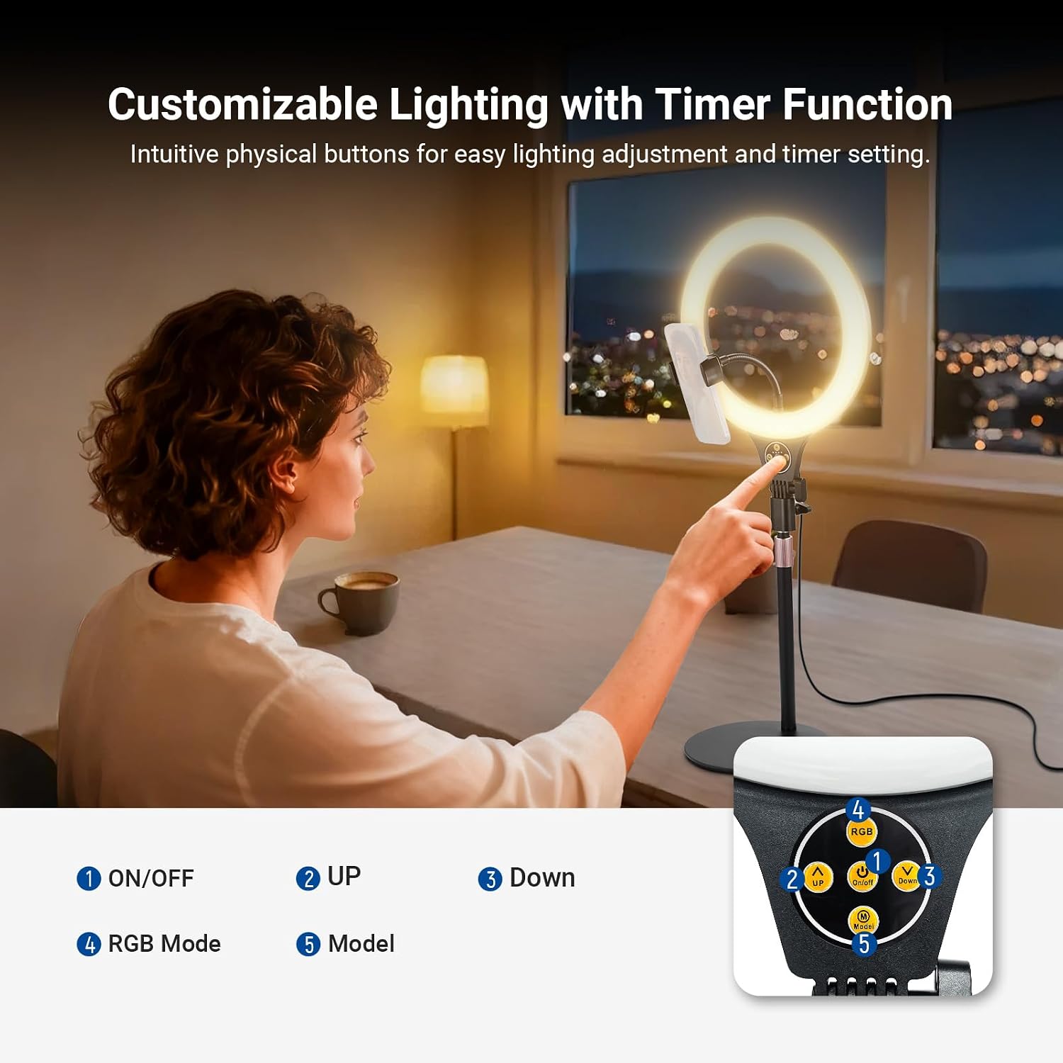 Detalle de NEEWER Entry Level Version N37 10.5" RGB Ring Light with Desk Mount and Phone Holder