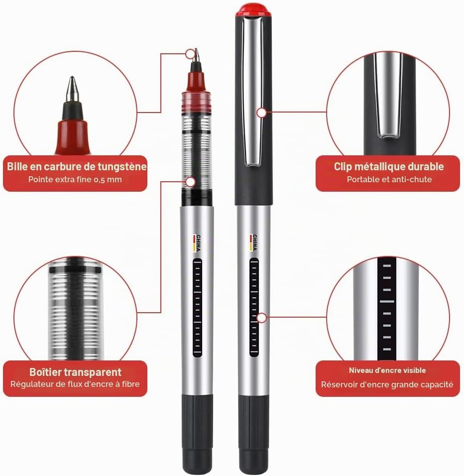 Detalle de OFFCUP balpennen met vloeibare inkt, rood, 0,5 mm, 10 stuks