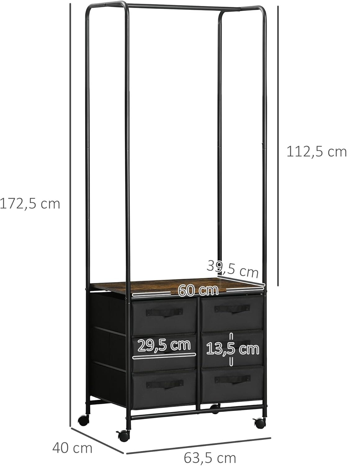 Thumbnail 6 de HOMCOM penderie Style Industriel 63,5x40x172,5 cm