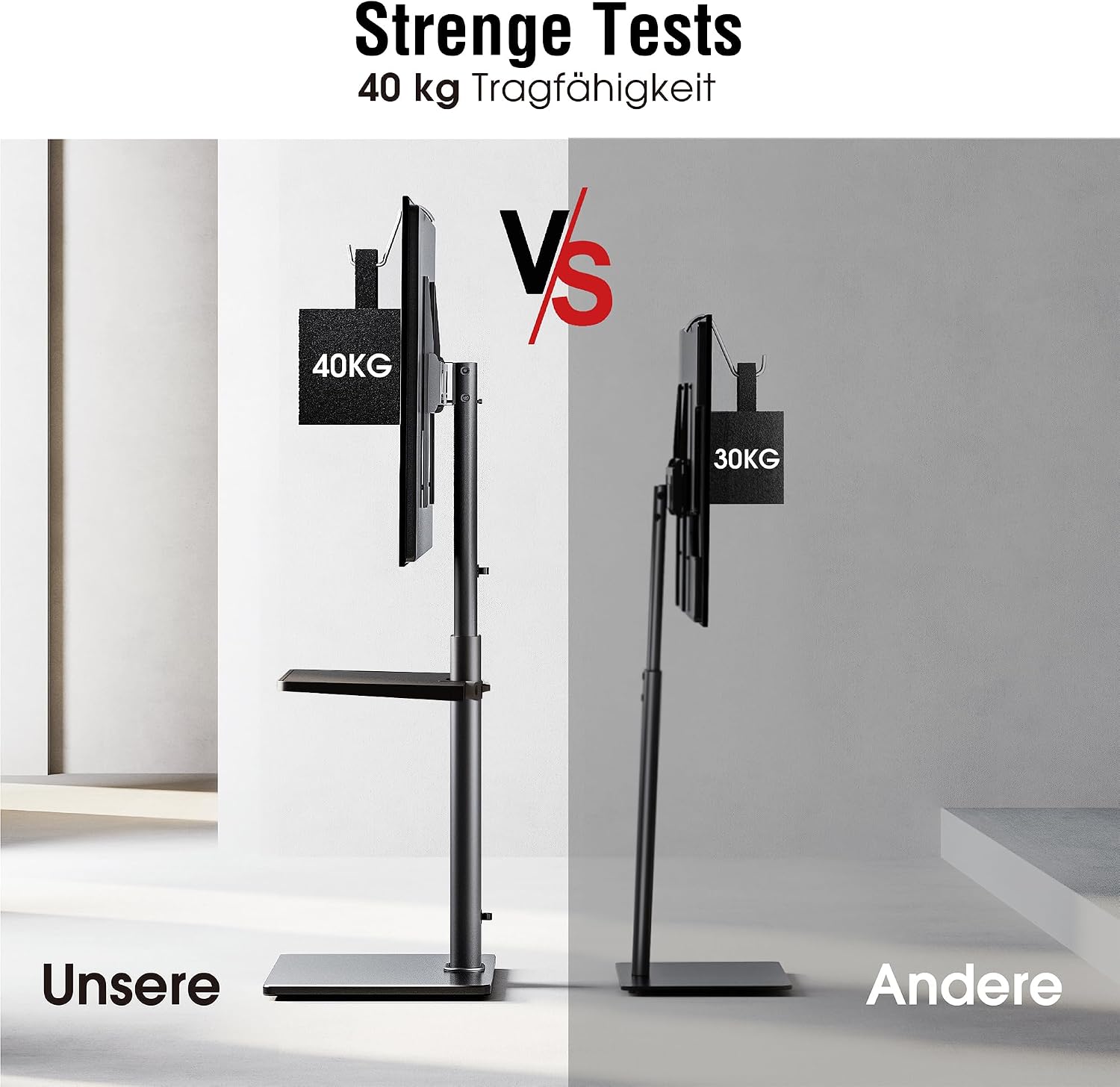 Thumbnail 6 de AOKCOS TV-Ständer Bodenständer für 32–70 Zoll Fernseher – höhenverstellbar, schwenkbar, VESA bis 400x400 mm