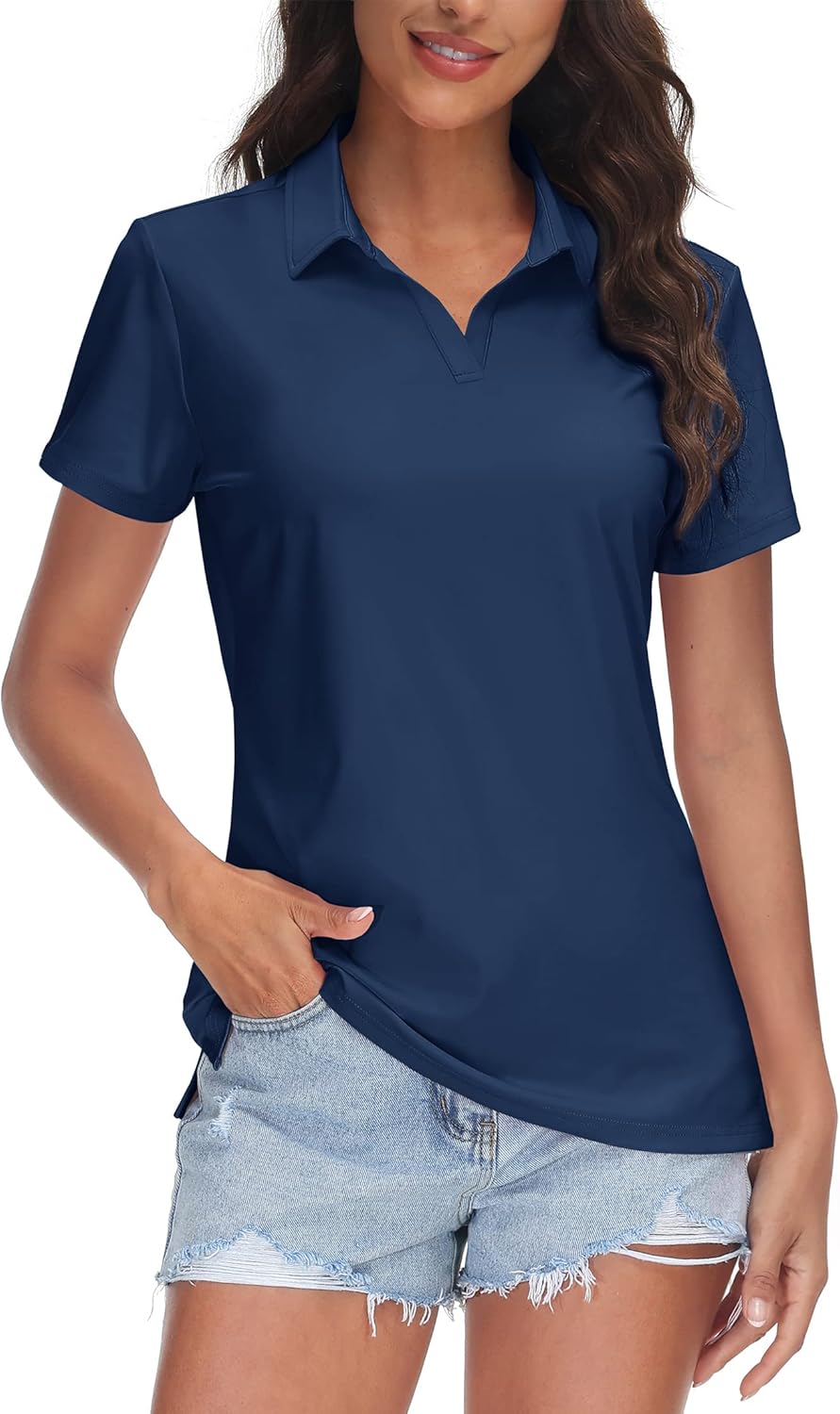 Detalle de TACVASEN V-Neck Polo UPF 50+