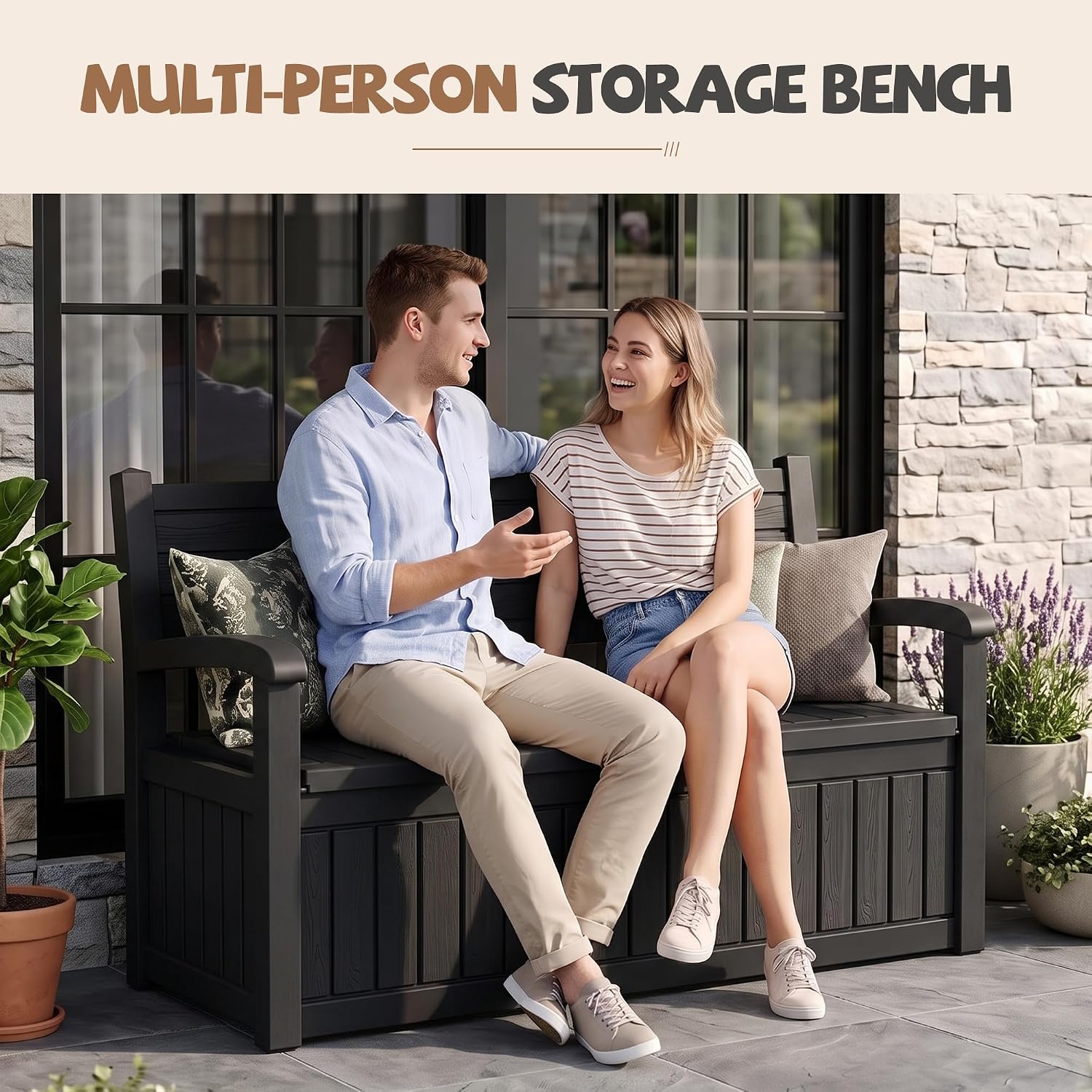 Detalle de EFU Outdoor Storage Bench 120 Gallon