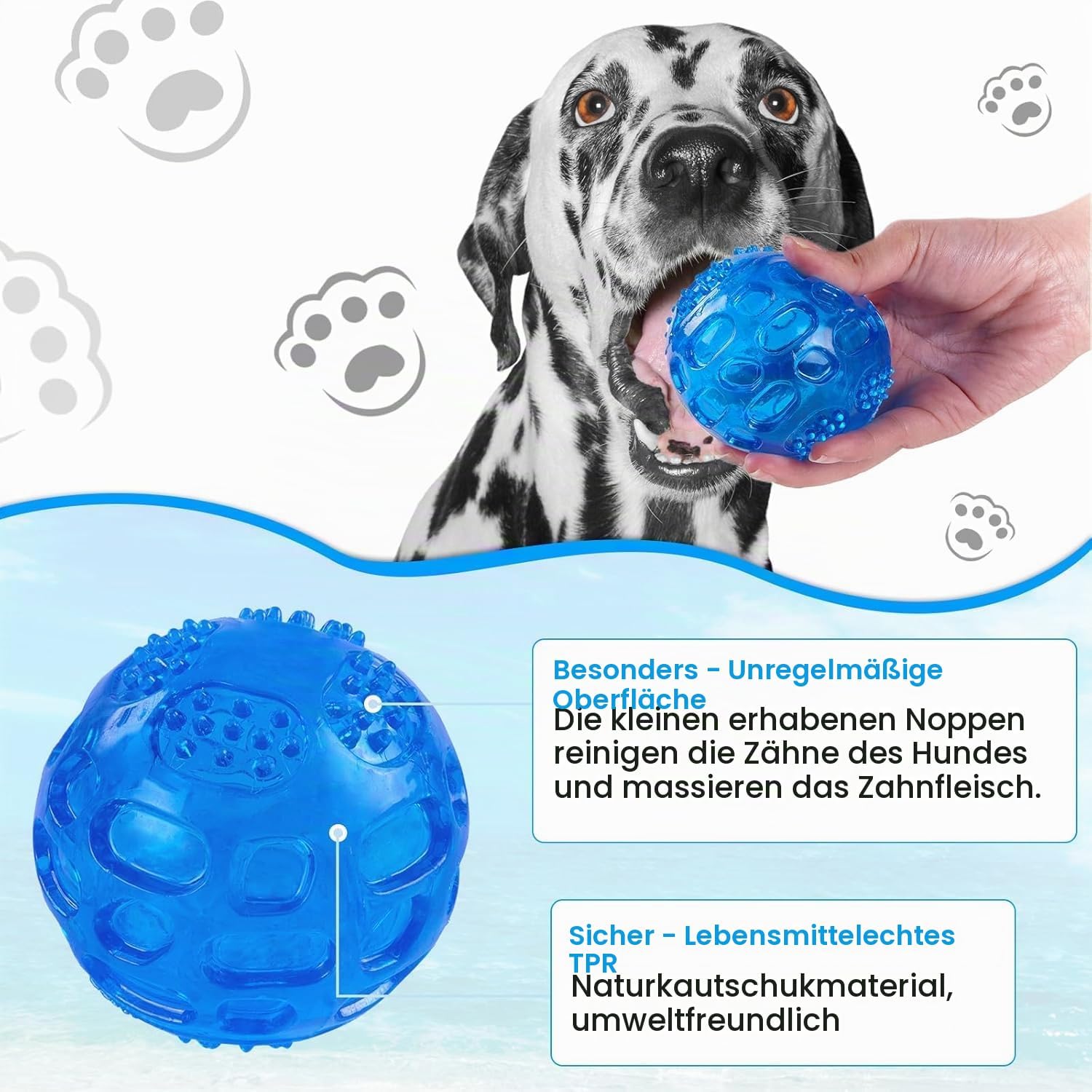Detalle 2 de PETTOM Quietschball Set 3er-Pack – Unzerstörbar, schwimmfähig, 7,5 cm