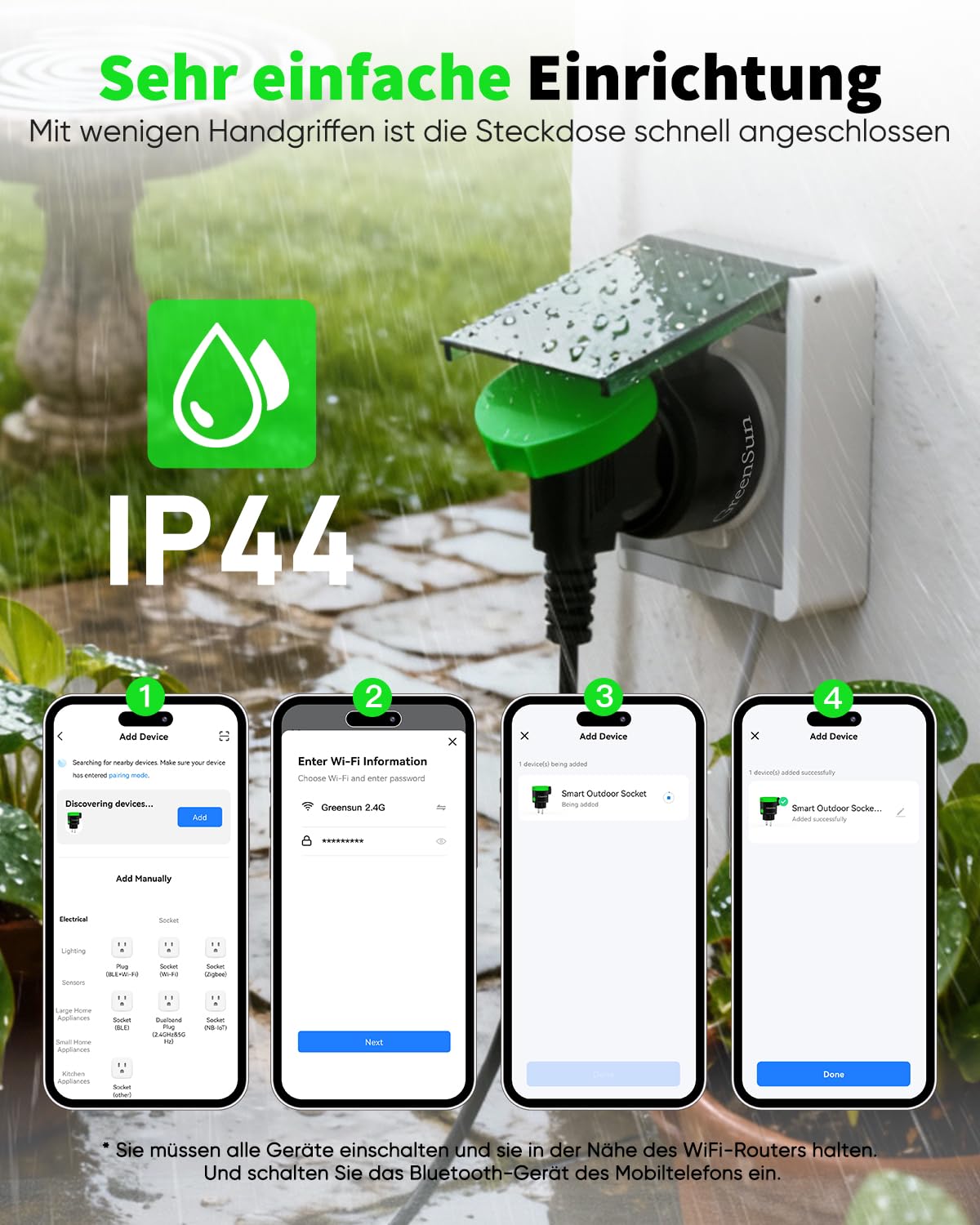 Thumbnail 6 de GreenSun WLAN Steckdose Outdoor 2er – Zeitschaltuhr mit Strommessung, IP44, 16A/3680W
