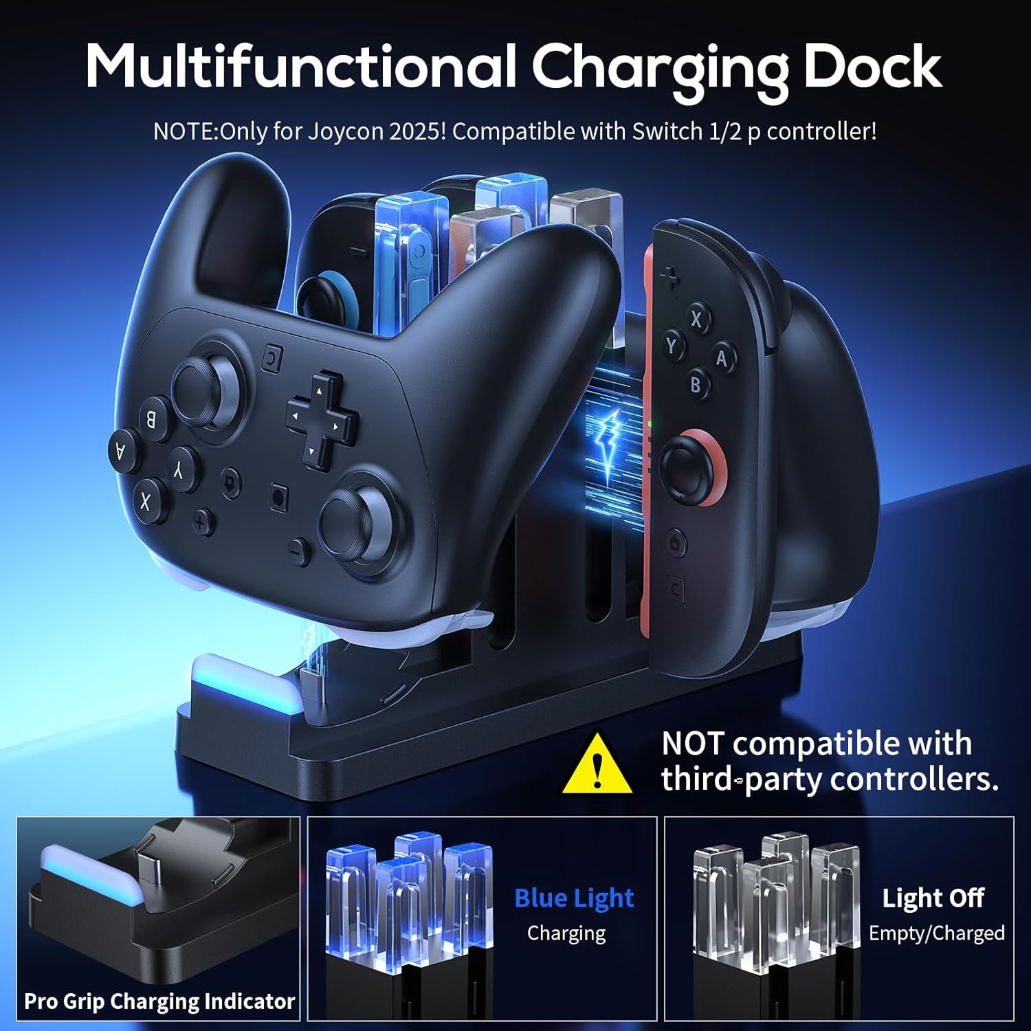 Thumbnail 2 de FASTSNAIL Charging Dock for Switch 2 Joycon 2 & Official P-Controller (with LED charge indicator)