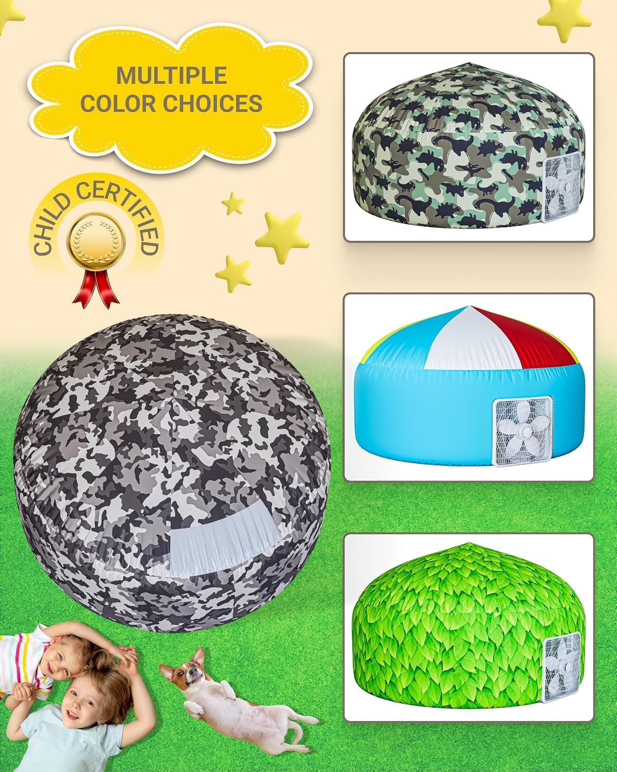 Detalle de Skywin SW-241-ATCWF Air Tent for Kids, 77 x 50 in Camo Fort