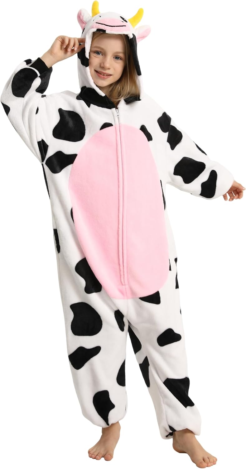 Detalle de LONULAIN WXETSY Kids’ Animal Onesie Pajamas, Flannel Fleece Hood and Pockets