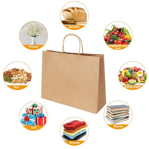 Thumbnail 1 de Crisgus 100 Sacs-Cadeaux Kraft Marron avec Poignées 18x10x25 cm – Lot 100