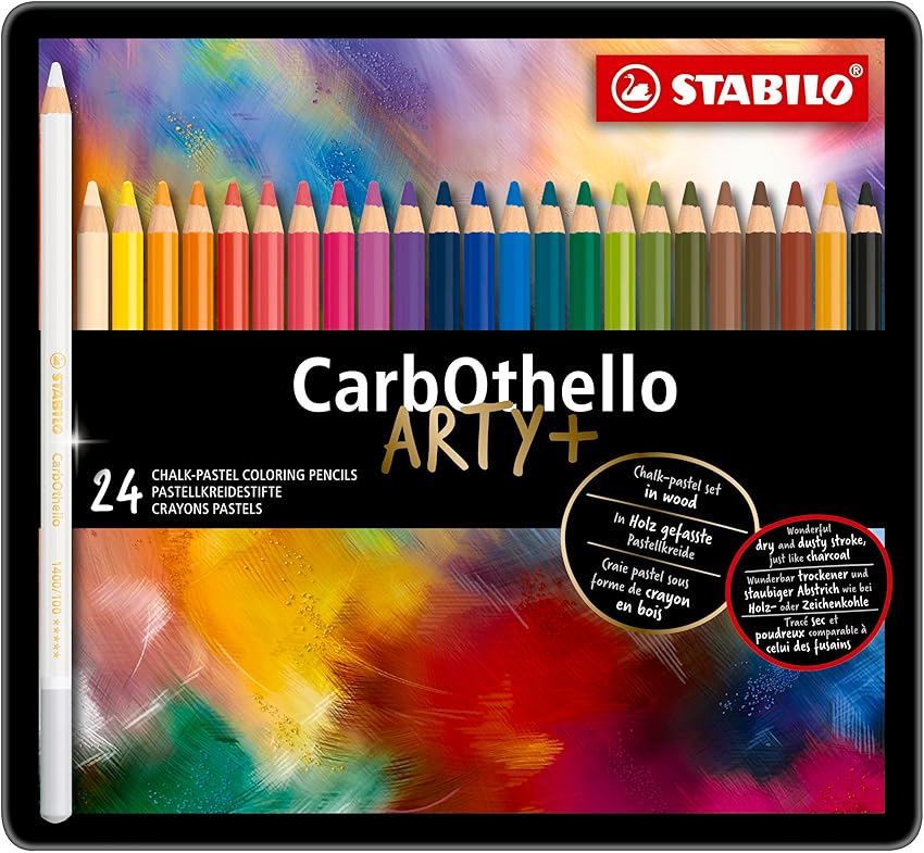 Detalle 2 de STABILO CarbOthello - Estuche metálico con 24 lápices pastel 🎨
