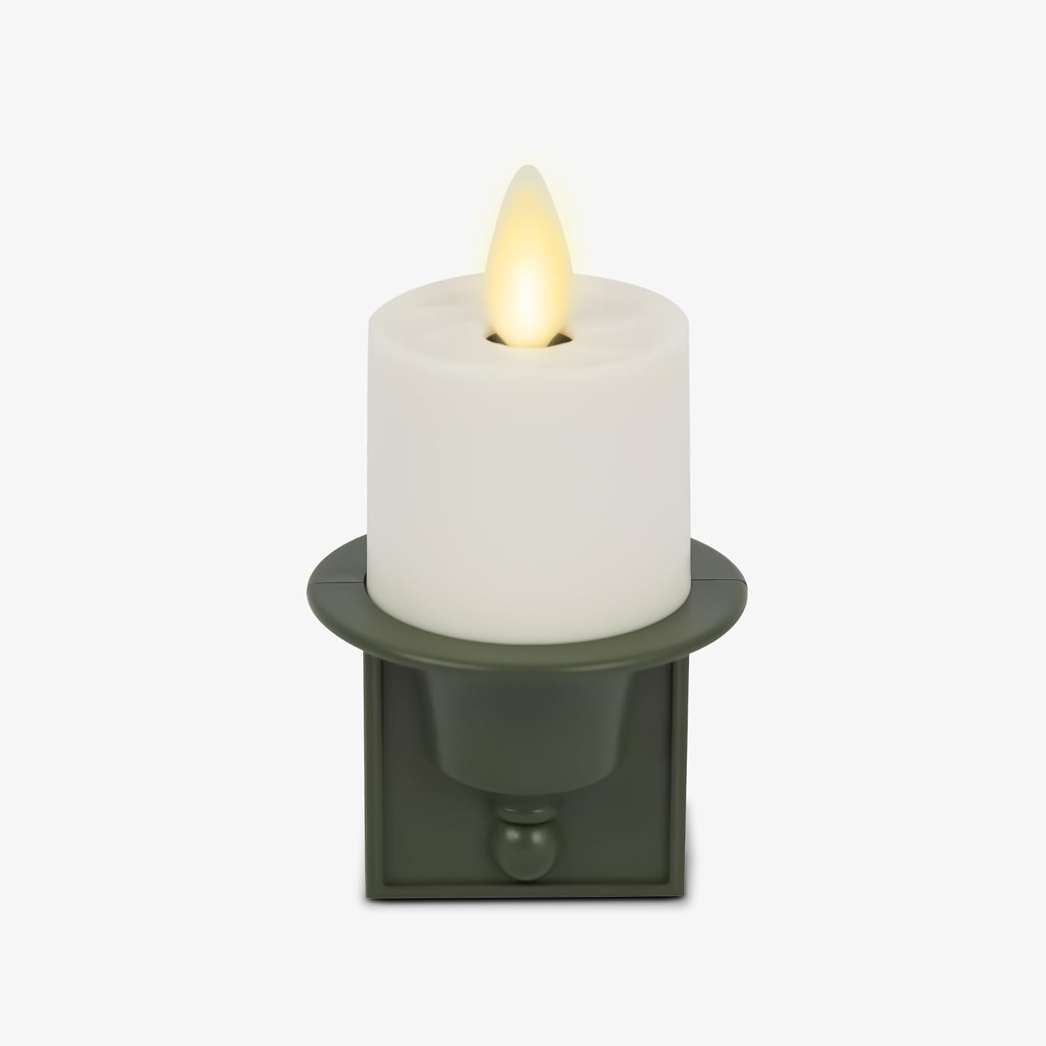 Detalle de Luminara Nightlight Plug-In Flameless Candle, Loden Green, Dusk-to-Dawn Sensor