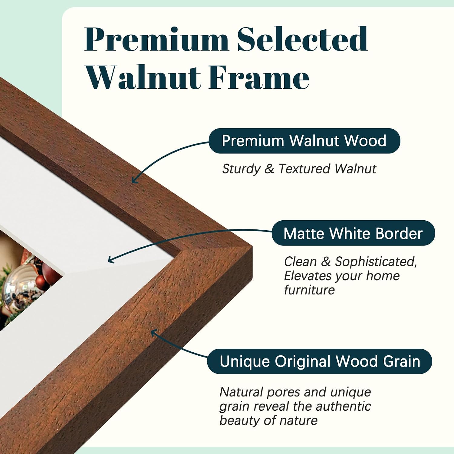 Detalle de Frameo 15.6 Inch Walnut Wood WiFi Digital Photo Frame with 32GB, 1920x1080 IPS