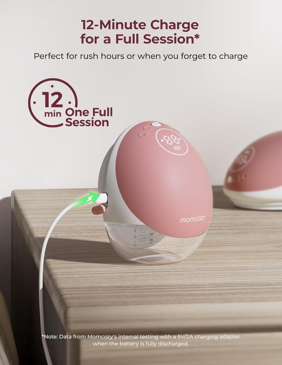 Detalle de Momcozy Hands Free Breast Pump Mobile Flow M9 Upgrade (Cozy Red, 24mm) – App-Controlled, Wearable