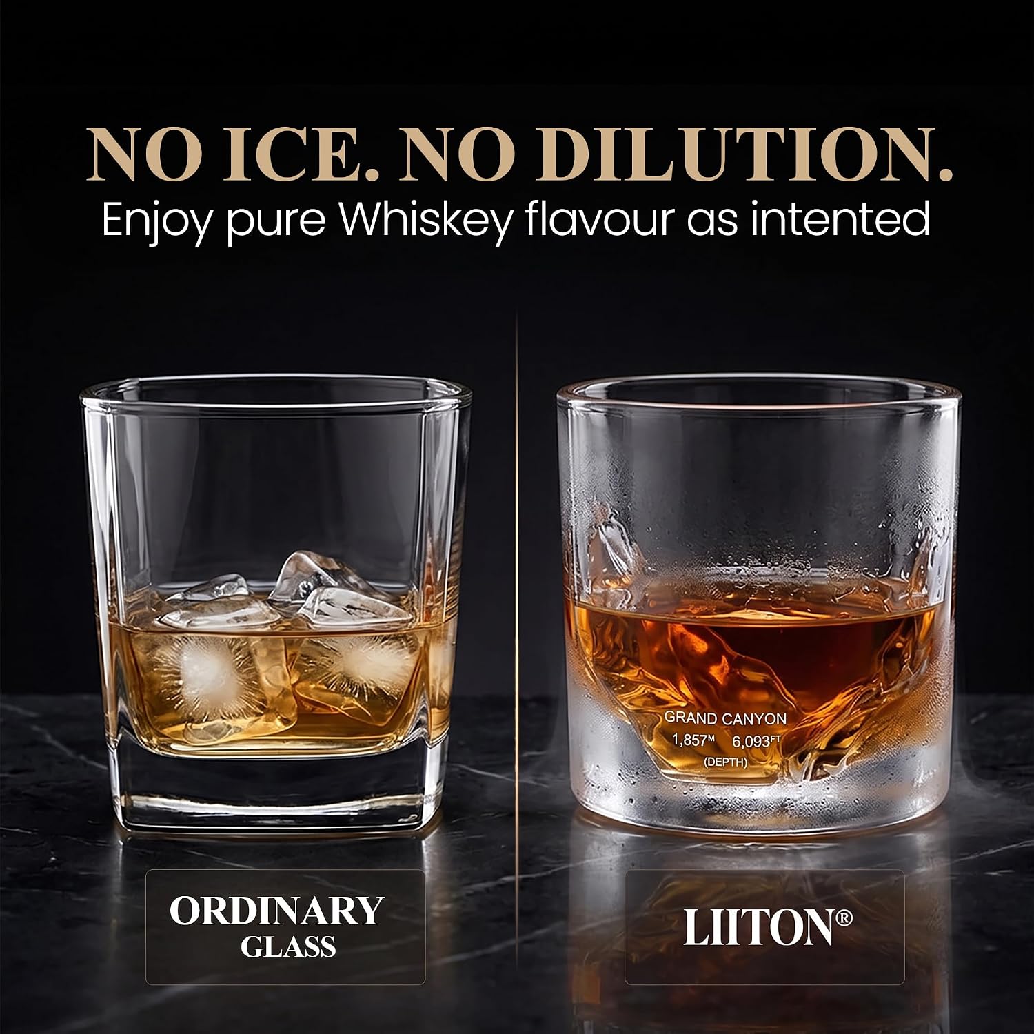 Detalle 2 de LIITON L33144 Grand Canyon whiskyglas i blyfri kristall, 2-pack, 295 ml
