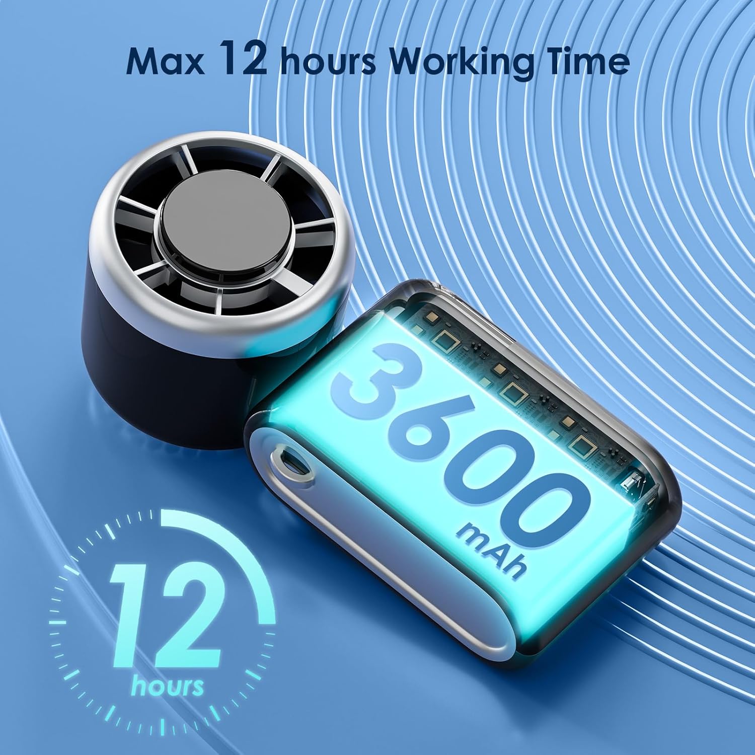 Thumbnail 6 de GEMWON Portable Handheld Turbo Fan: 100-speed, 12‑hour Battery, USB‑C Rechargeable