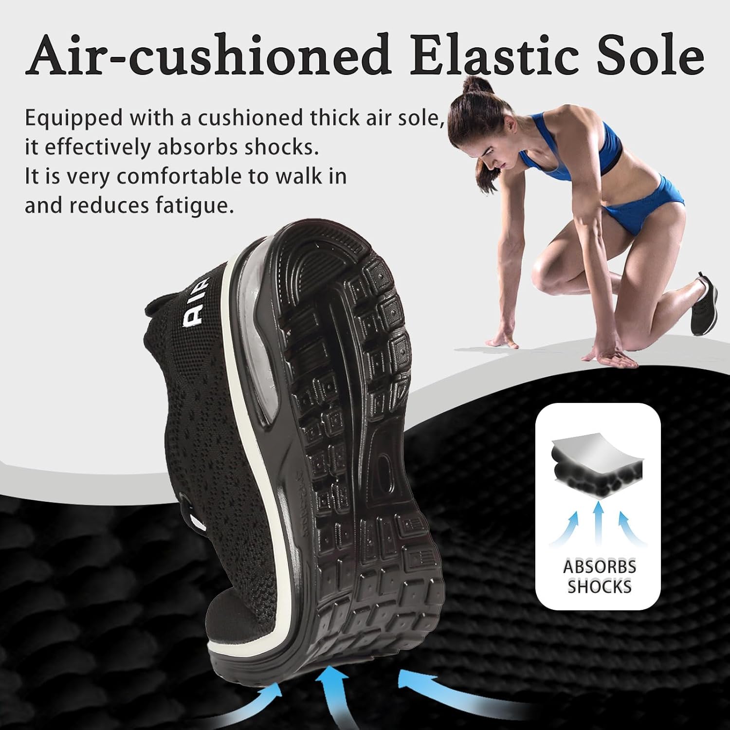 Thumbnail 5 de Womens Trainers Running Shoes Air Cushion Sneakers – Lightweight Breathable Mesh Walking Shoes