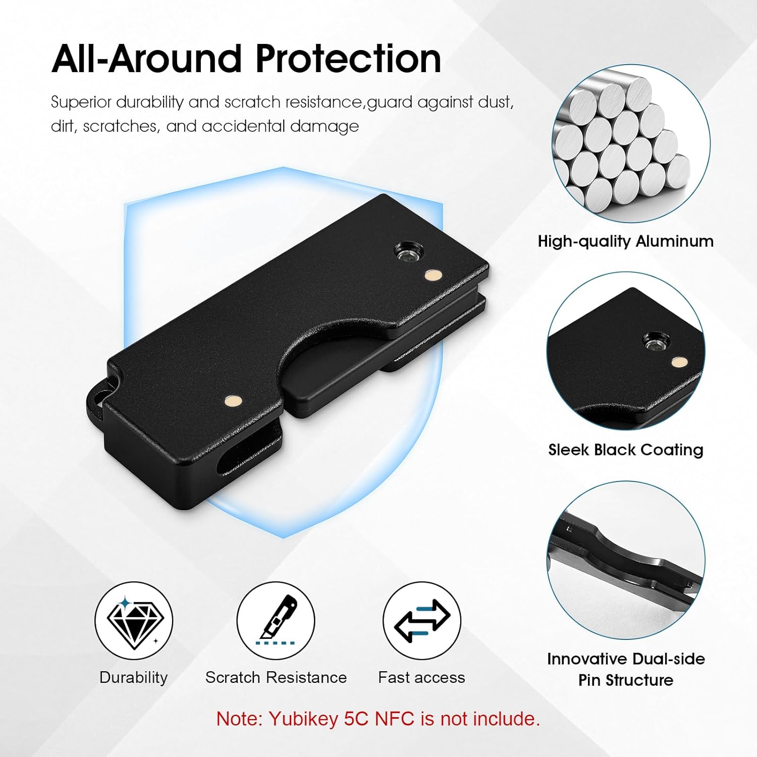 Thumbnail 1 de REEYEAR YubiKey 5C NFC対応アルミケース フリップスライド式・ブラック
