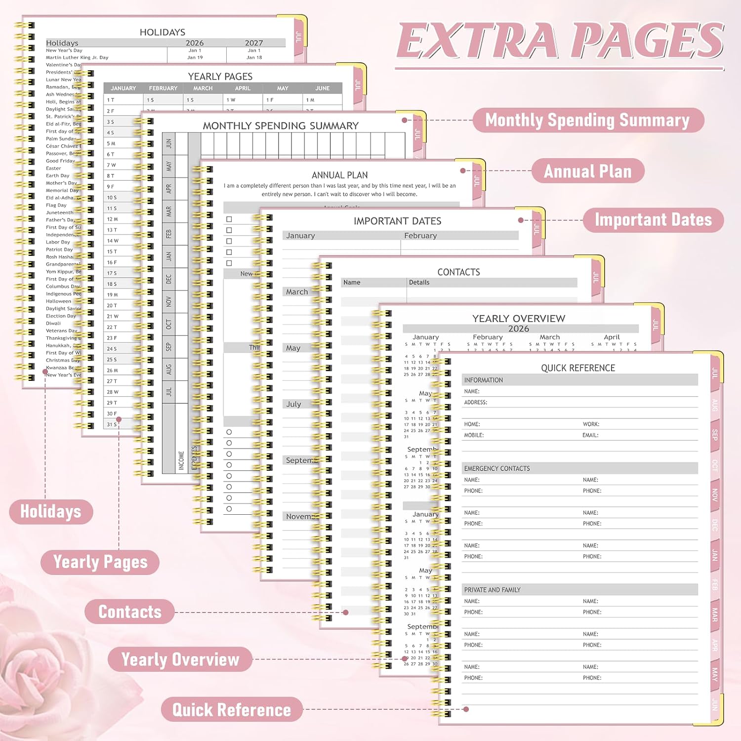 Detalle de Homlive 2026-2027 Appointment Planner, 30-Minute Slots, Pink, 6.3" x 8.6