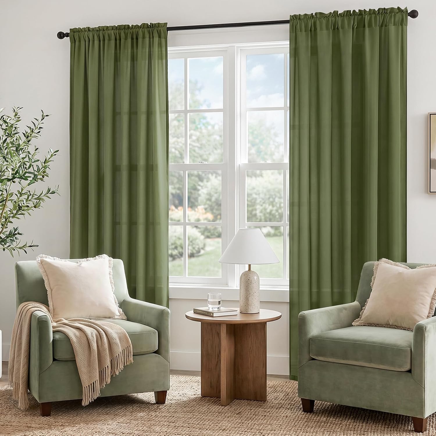 Detalle 2 de HOMEIDEAS Privacy Sheer Curtains, 52 x 96 in
