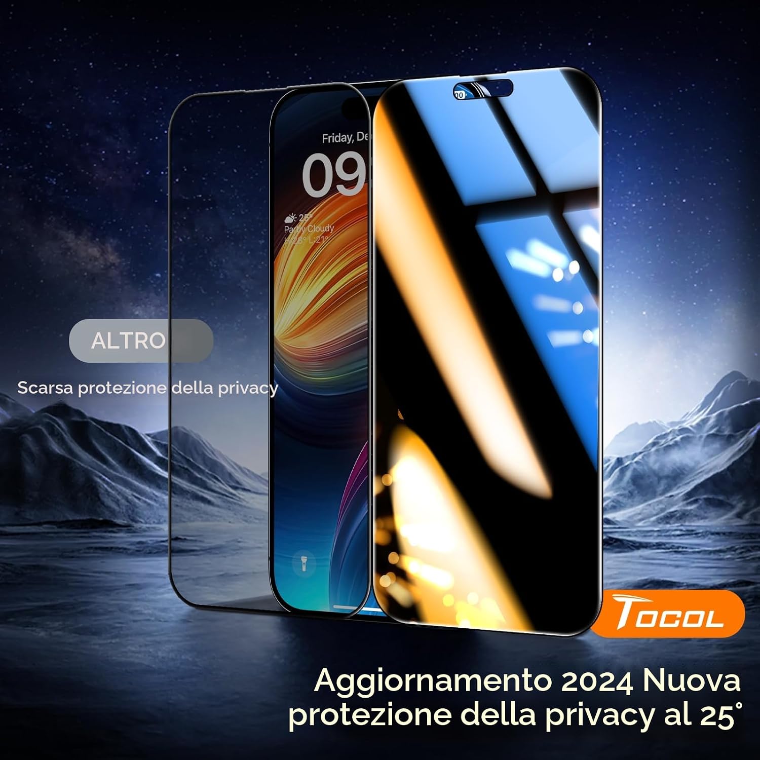 Detalle 2 de TOCOL Privacy Pellicola per iPhone 15 Pro Max 6,7" 25°