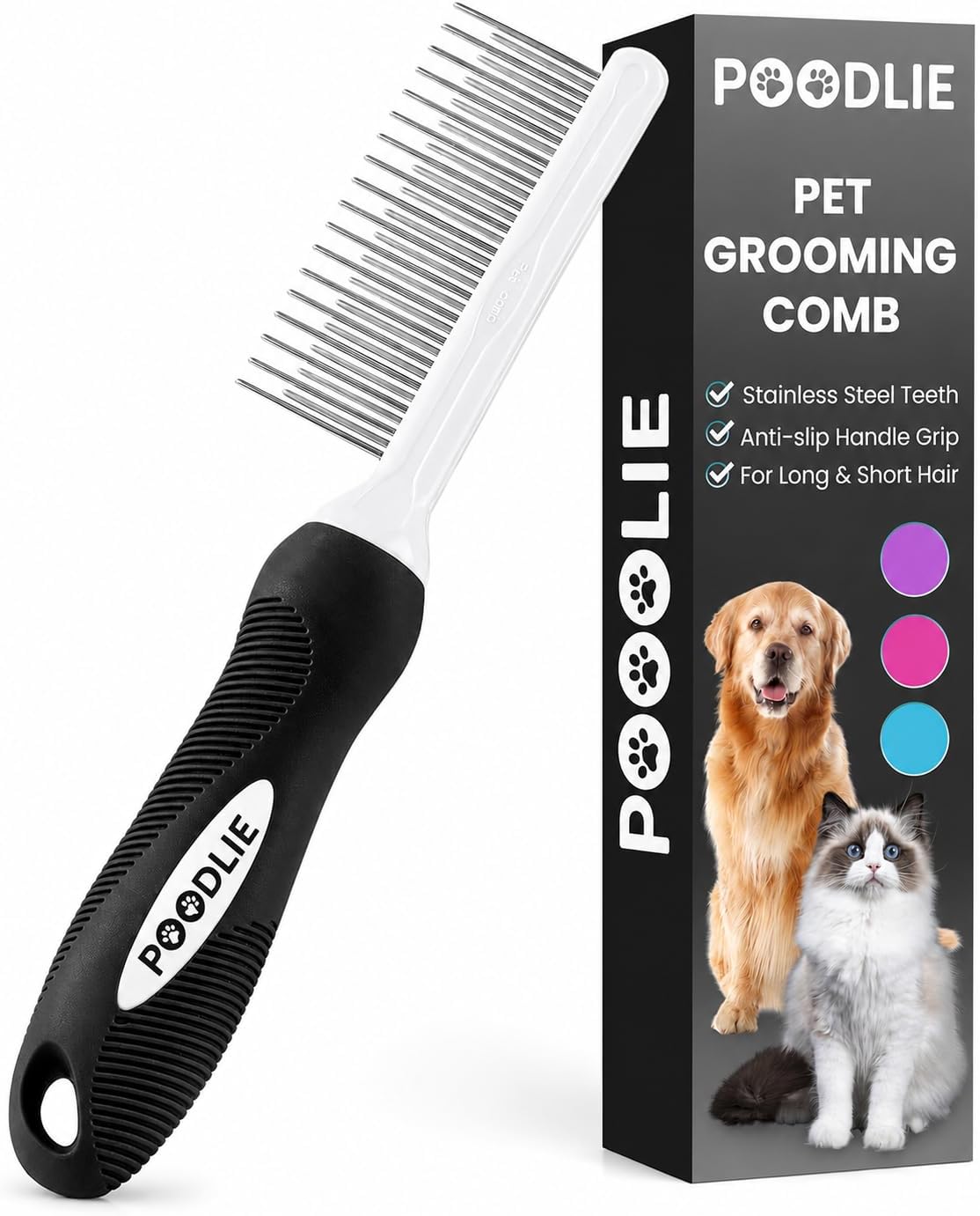 Detalle de POODLIE Pet Grooming Comb with Stainless Steel Teeth