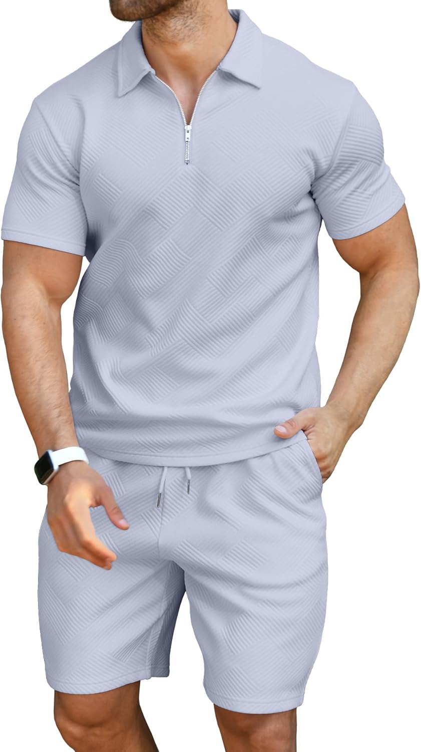 Thumbnail 1 de KUYIGO Herren Poloshirt & Shorts 2-Teiliges Set – Sommer Trainingsanzug
