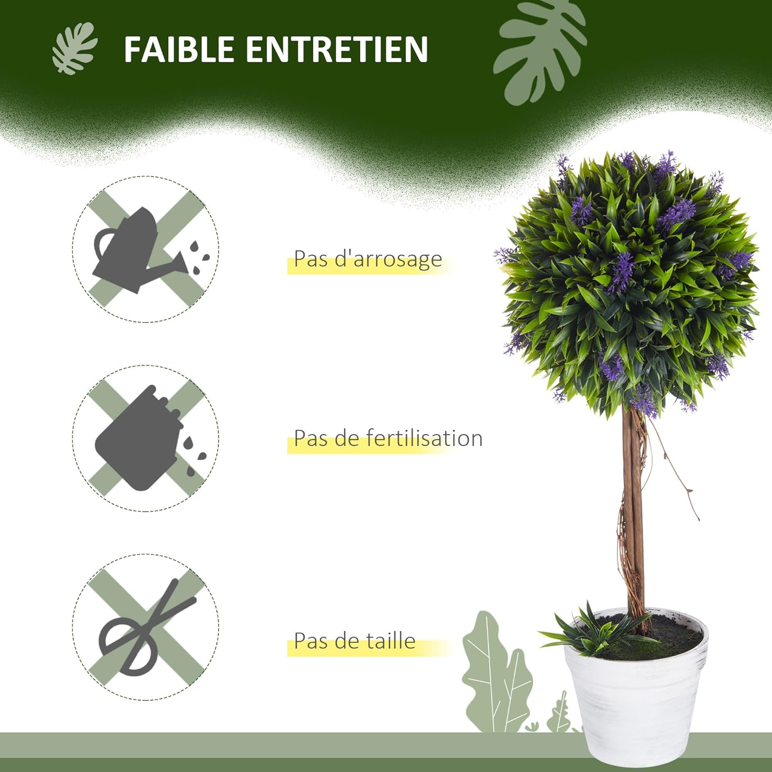 Thumbnail 4 de HOMCOM Lot de 2 Plantes artificielles lavande 60 cm