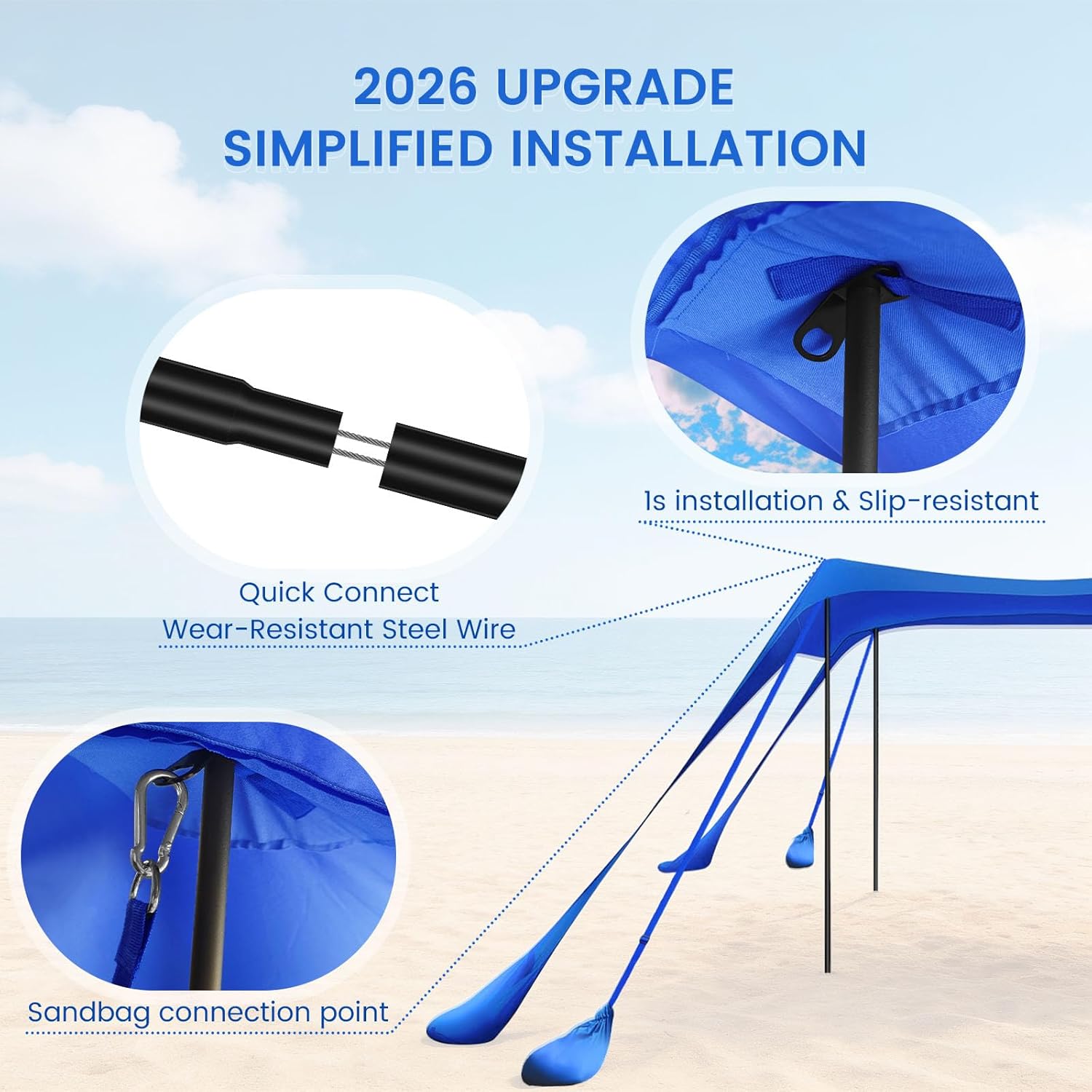 Thumbnail 2 de besuhot Beach Tent Sun Shelter 10x10FT: UPF 50+ Shade Canopy for Beach, Camping, and Outdoor Fun