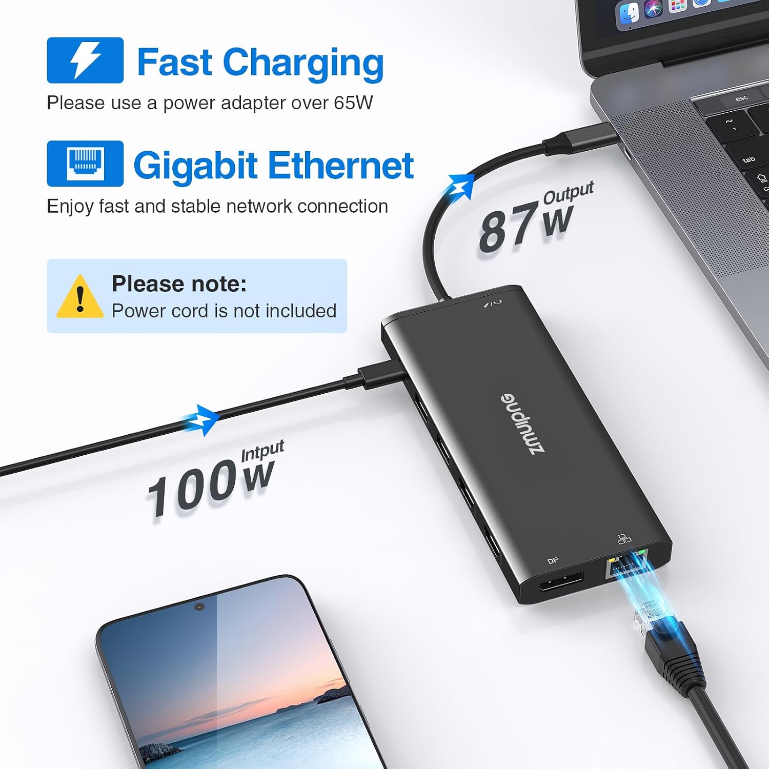 Detalle 2 de ZMUIPNG USB-C Dock 14 in 1 100 W