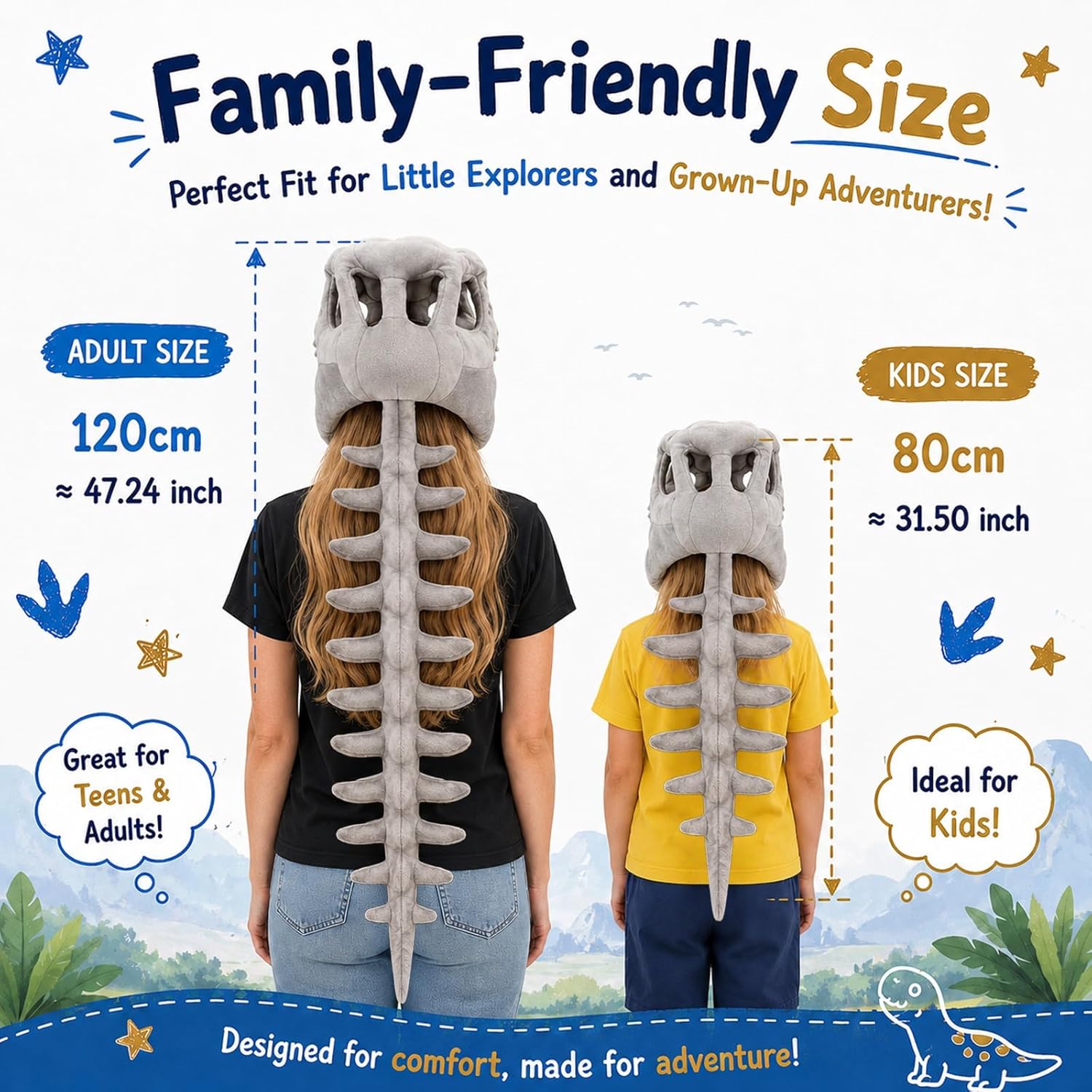 Detalle de Sachie Spinosaurus Skeleton Costume Set with Skull Headpiece and Spine Back Panel