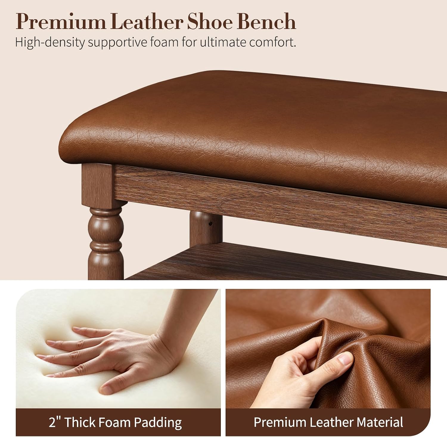 Detalle de Yoobure Shoe Storage Bench, 39.4-inch