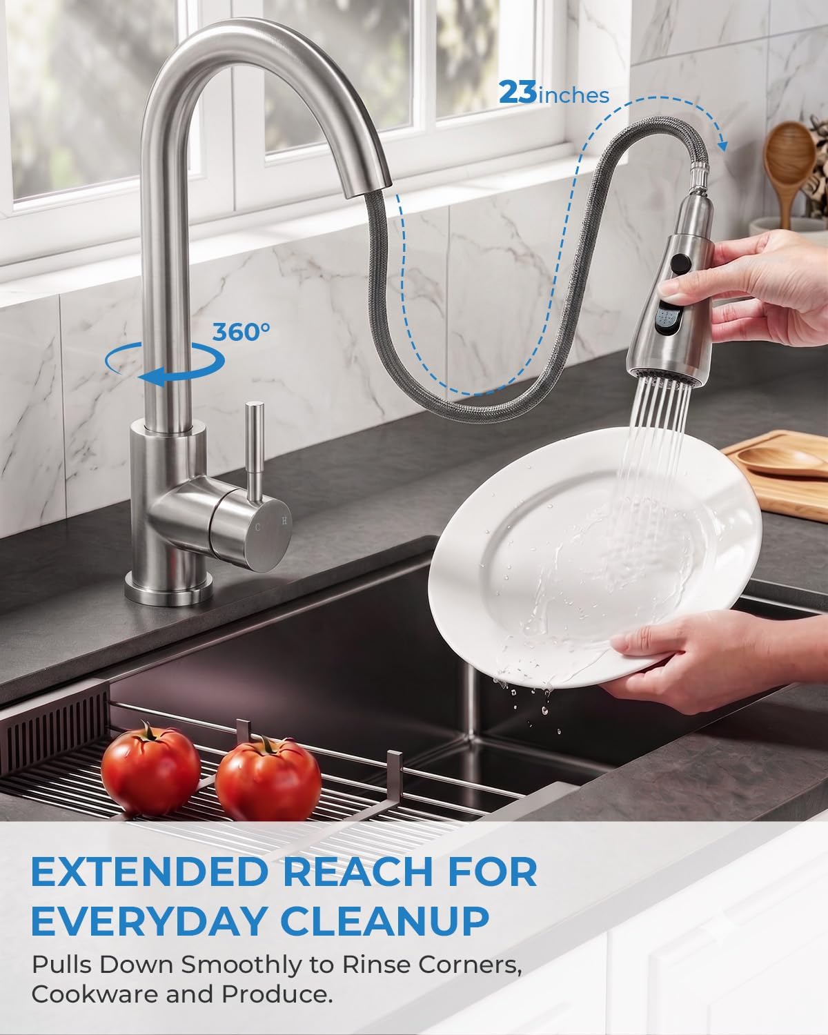 Detalle de VFAUOSIT 06STV Kitchen Faucet with Pull-Down Sprayer, Brushed Nickel
