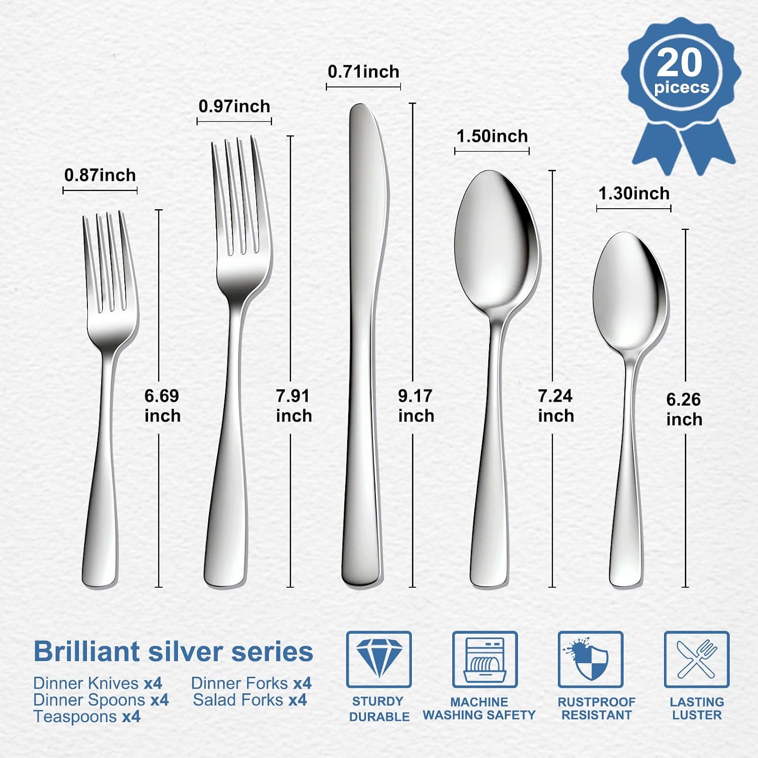 Detalle de BEWOS Silverware Set 20-Piece