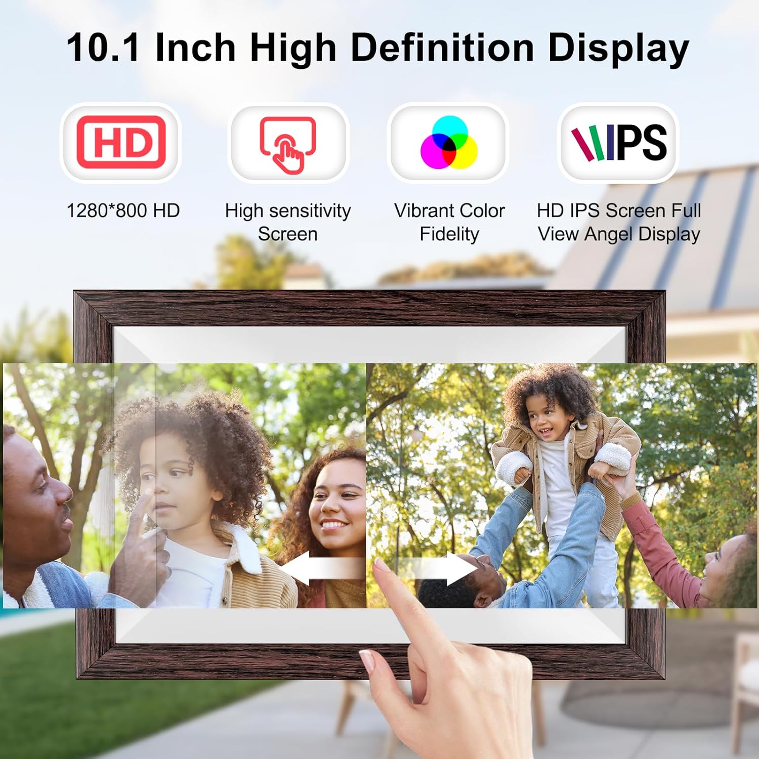 Thumbnail 6 de Hesmor 64GB Frameo WiFi Digital Photo Frame (10.1 Inch, 1280x800 IPS Touch) with Auto-Rotate