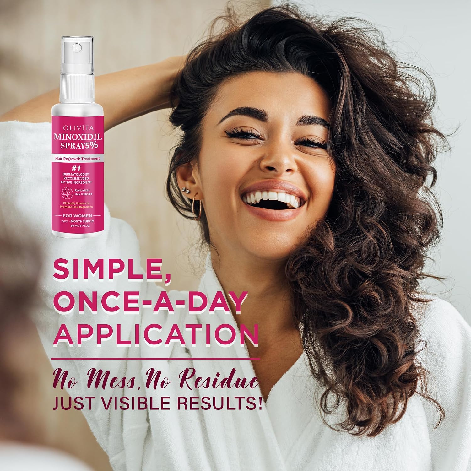 Detalle de 5% Minoxidil Spray for Women Hair Growth (Extra Strength) – Revitalize Hair Follicles & Regrow Thicker Hair, 2 Packs