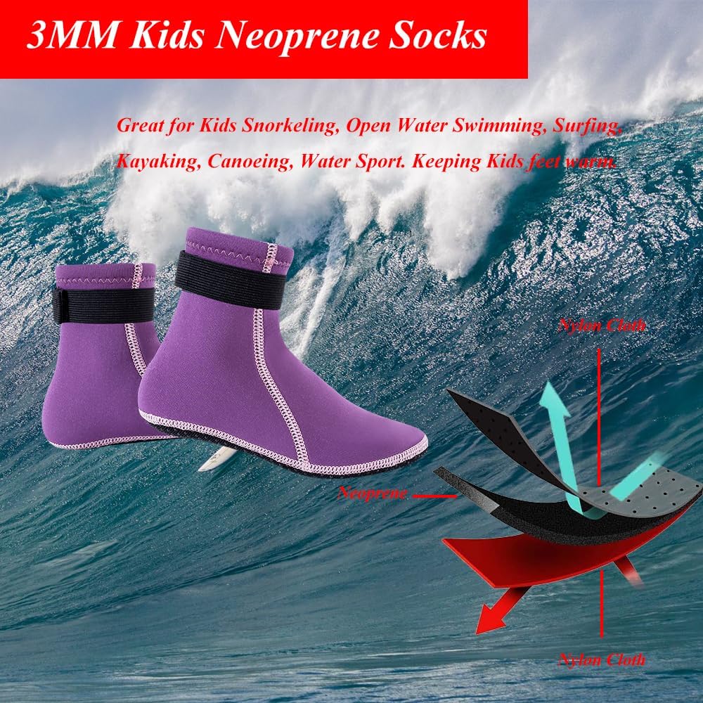 Detalle de YDQUANI Kids Neoprene Socks 3mm Wetsuit Socks – Thermal Open Water Footwear for Boys and Girls