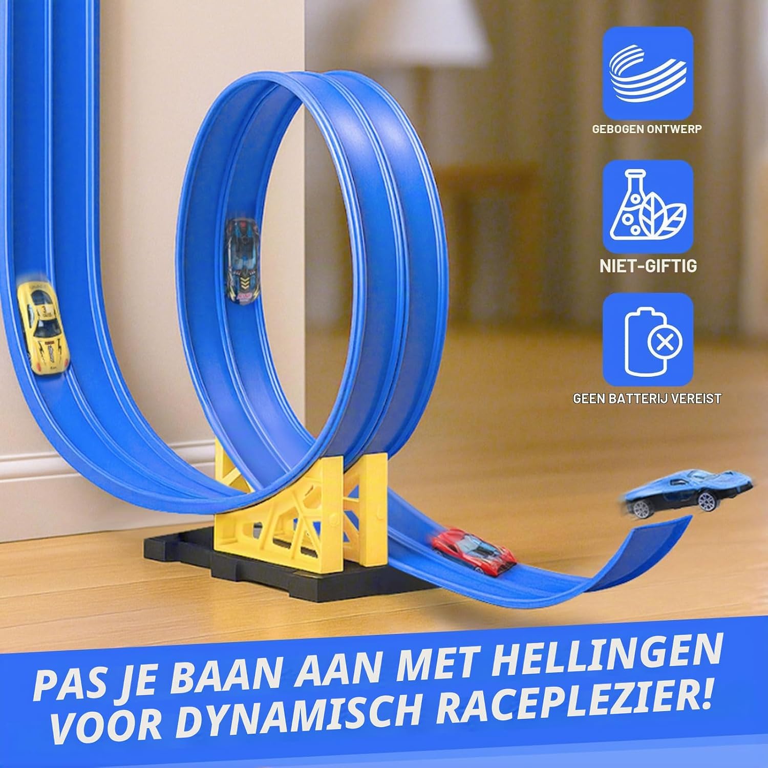 Thumbnail 6 de Dreamon 088-11-6m-blue flexibele dubbele racebaan, 6 meter met 4 auto's
