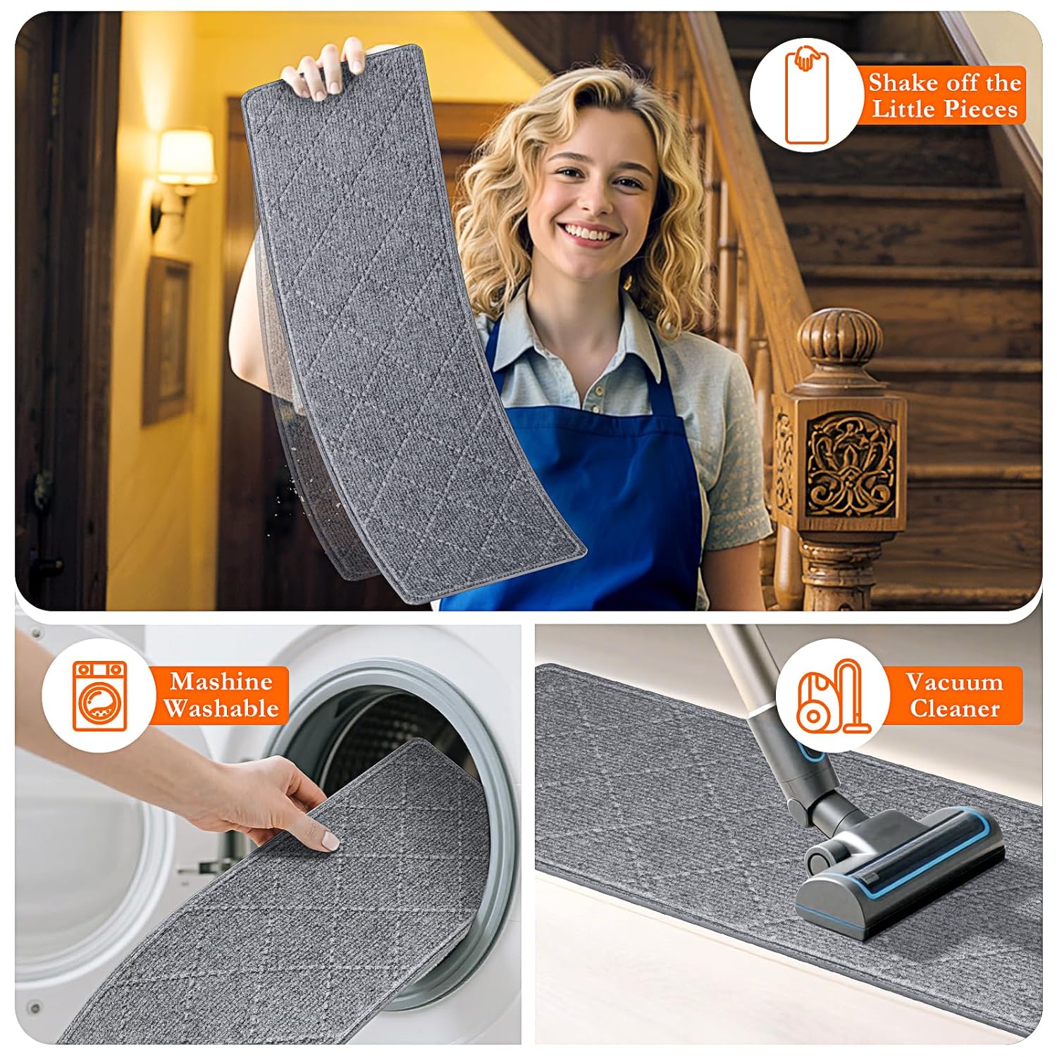 Detalle 1 de DailyCuddles Stair Treads, 15-Pack, 8 x 30 in, Gray, Self-Adhesive