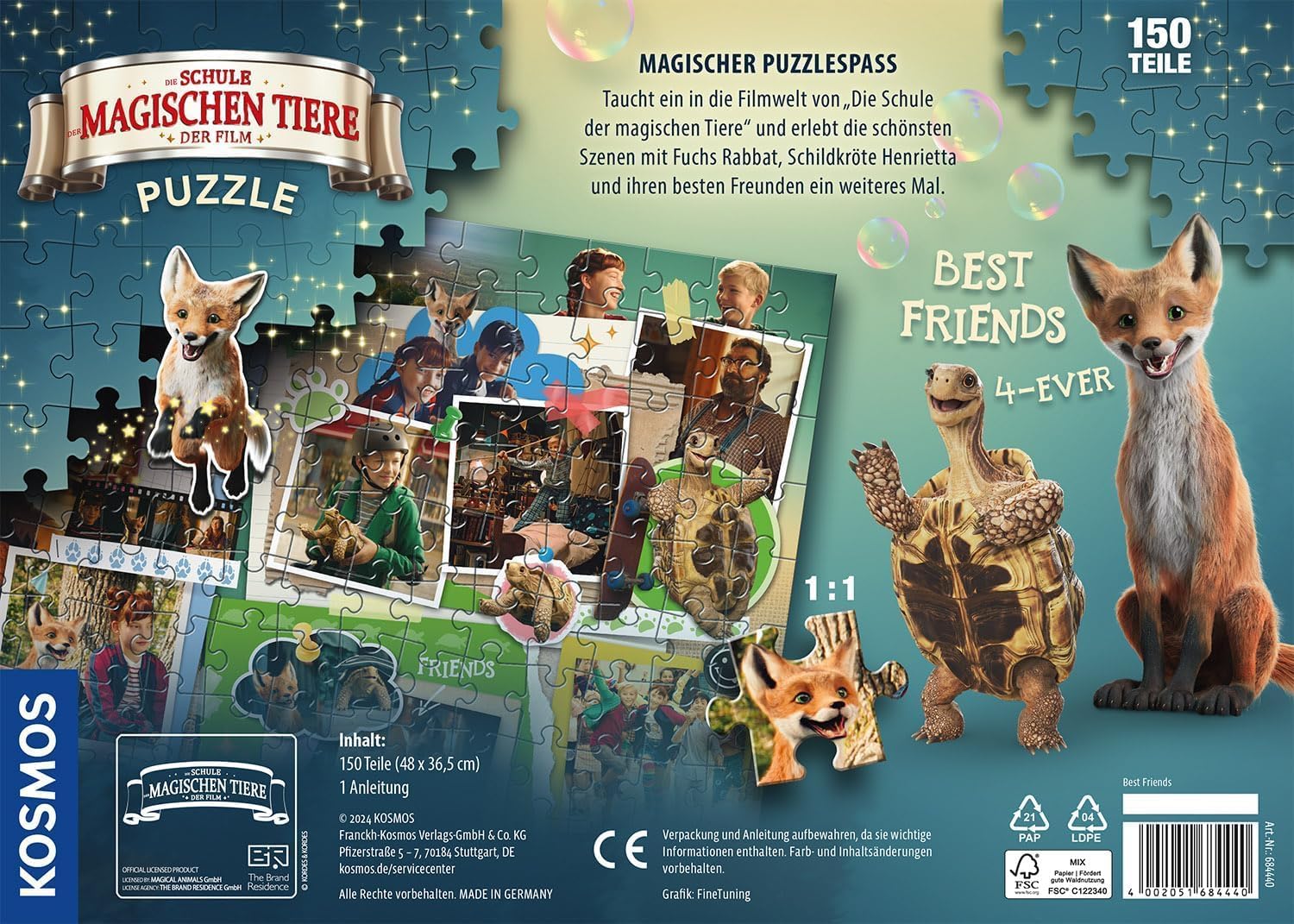 Detalle de KOSMOS 684440 Die Schule der magischen Tiere – Puzzle 150 Teile, Beste Freunde
